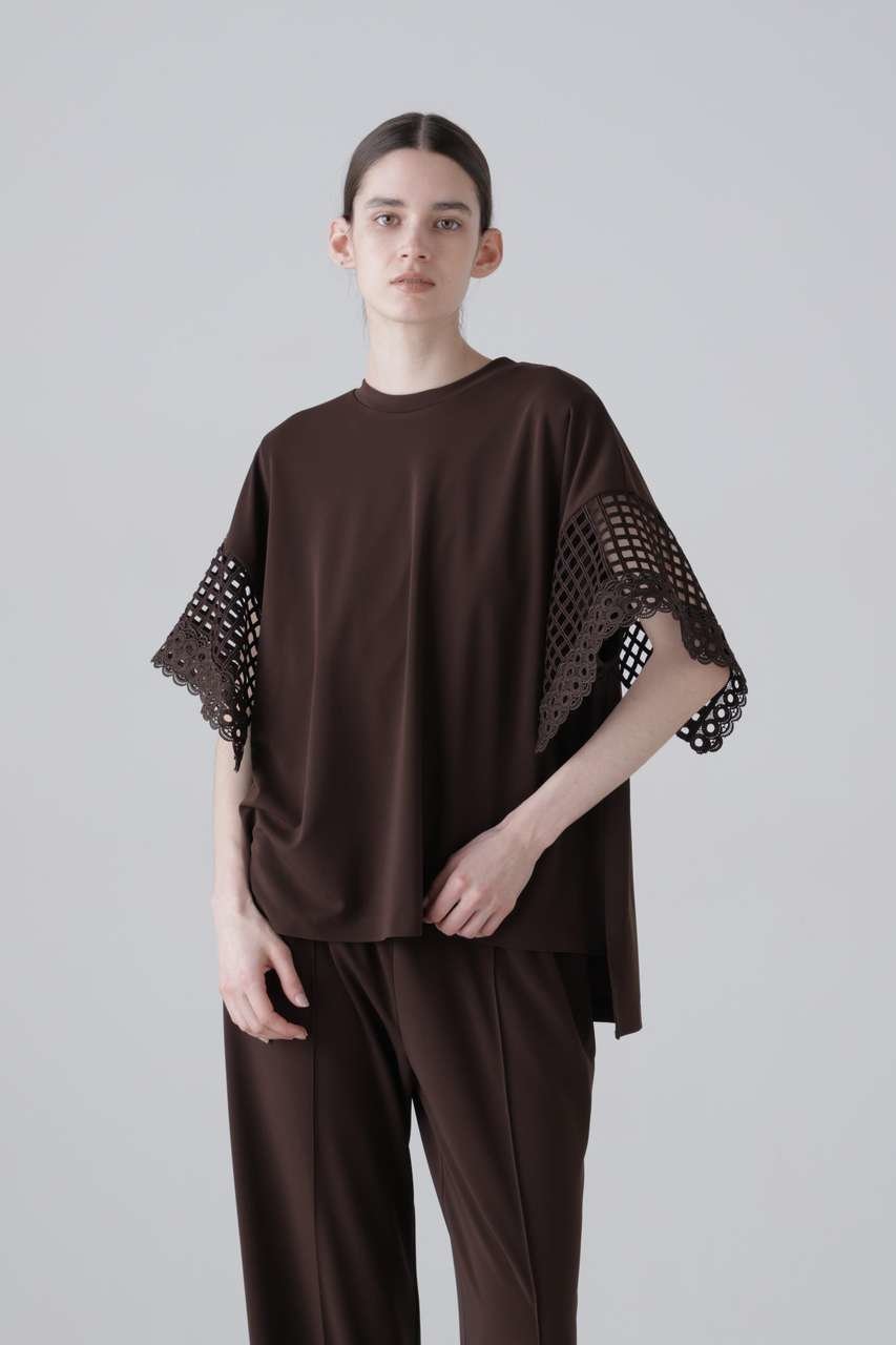 【アドーア/ADORE】のマットポンチトップス インテリア・キッズ・メンズ・レディースファッション・服の通販 founy(ファニー) 　ファッション　Fashion　レディースファッション　Fashion for Women　トップス・カットソー　Cut & Sew Tops　シャツ・ブラウス・オフィスカジュアル　Elegant Blouses & Button-Ups　ロングTシャツ・Tシャツ　Longline T-Shirts & Tees　カットソー・ベーシックTシャツ　Cut-and-Sewn Tops / Stretch Tees & Basics　おすすめ　Recommended / Our Picks　ショート　Short, Short Length　スリーブ　Sleeve, Long Sleeve / Short Sleeve　セットアップ　Set-Up, Coordinated Outfit　リラックス　Relax, Relaxed Fit　レース　Lace, Lace Fabric　エレガント 上品　Elegant　新作・新入荷　New Arrivals / New In　ブラウン|ID: prp329100004960099 ipo3291000000037214410