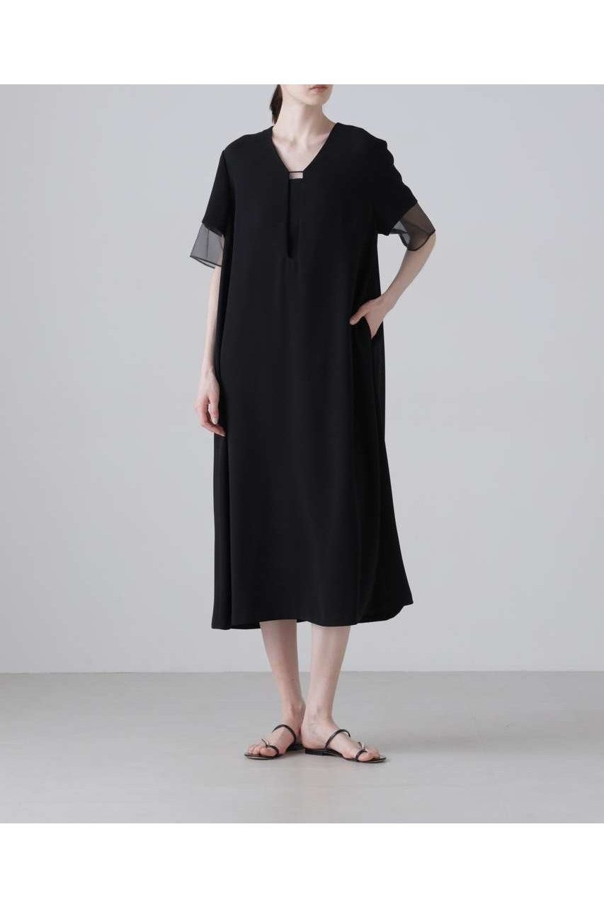 【アドーア/ADORE】のドライタッチジョーゼットワンピース インテリア・キッズ・メンズ・レディースファッション・服の通販 founy(ファニー) 　ファッション　Fashion　レディースファッション　Fashion for Women　ワンピース　Dresses　チュニック　Tunic Tops & Dresses　チュニック　Tunic, Long Top　ドレス　Dress, One-Piece　ドレープ　Drape, Draping Fabric　ロング　Long, Long-Length　エレガント 上品　Elegant　新作・新入荷　New Arrivals / New In　ブラック|ID: prp329100004960102 ipo3291000000037214431