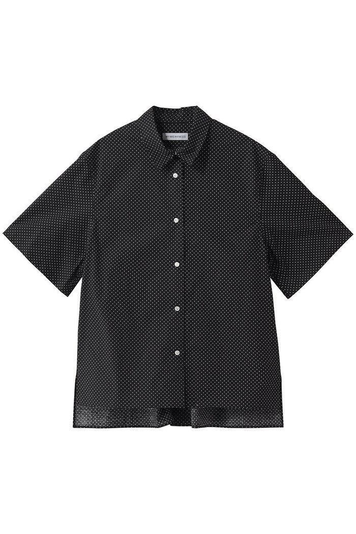 【マイ ウィークネス/MY WEAKNESS】のSigrid Dot Shirt インテリア・キッズ・メンズ・レディースファッション・服の通販 founy(ファニー) https://founy.com/ ファッション Fashion レディースファッション Fashion for Women トップス・カットソー Cut & Sew Tops シャツ・ブラウス・オフィスカジュアル Elegant Blouses & Button-Ups ロングTシャツ・Tシャツ Longline T-Shirts & Tees ショート Short, Short Length シンプル Simple, Minimal スリーブ Sleeve, Long Sleeve / Short Sleeve ドット Polka Dot, Dot Pattern エレガント 上品 Elegant 半袖 Short Sleeve, Half Sleeve 新作・新入荷 New Arrivals / New In |ID: prp329100004960107 ipo3291000000037214477