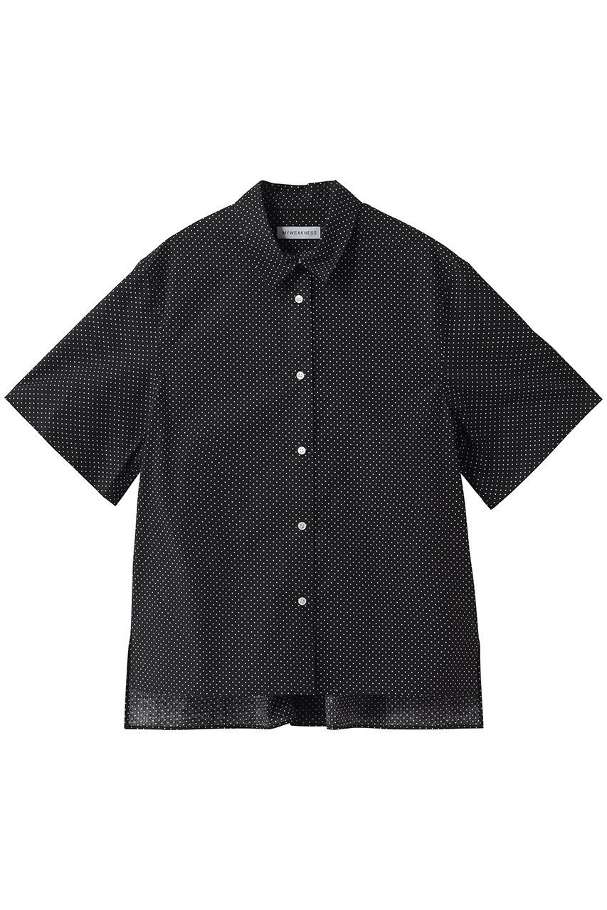 【マイ ウィークネス/MY WEAKNESS】のSigrid Dot Shirt インテリア・キッズ・メンズ・レディースファッション・服の通販 founy(ファニー) 　ファッション　Fashion　レディースファッション　Fashion for Women　トップス・カットソー　Cut & Sew Tops　シャツ・ブラウス・オフィスカジュアル　Elegant Blouses & Button-Ups　ロングTシャツ・Tシャツ　Longline T-Shirts & Tees　ショート　Short, Short Length　シンプル　Simple, Minimal　スリーブ　Sleeve, Long Sleeve / Short Sleeve　ドット　Polka Dot, Dot Pattern　エレガント 上品　Elegant　半袖　Short Sleeve, Half Sleeve　新作・新入荷　New Arrivals / New In　ブラック|ID: prp329100004960107 ipo3291000000037214478