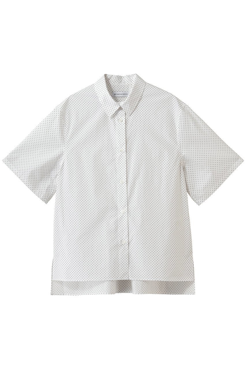 【マイ ウィークネス/MY WEAKNESS】のSigrid Dot Shirt インテリア・キッズ・メンズ・レディースファッション・服の通販 founy(ファニー) 　ファッション　Fashion　レディースファッション　Fashion for Women　トップス・カットソー　Cut & Sew Tops　シャツ・ブラウス・オフィスカジュアル　Elegant Blouses & Button-Ups　ロングTシャツ・Tシャツ　Longline T-Shirts & Tees　ショート　Short, Short Length　シンプル　Simple, Minimal　スリーブ　Sleeve, Long Sleeve / Short Sleeve　ドット　Polka Dot, Dot Pattern　エレガント 上品　Elegant　半袖　Short Sleeve, Half Sleeve　新作・新入荷　New Arrivals / New In　ホワイト|ID: prp329100004960107 ipo3291000000037214479