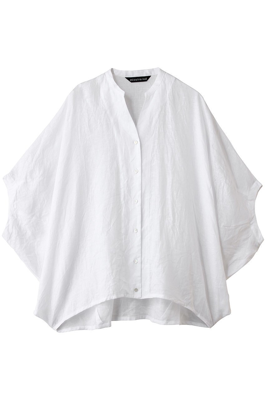 【ミズイロ インド/mizuiro ind】のlinen stand collar cocoon shirt シャツ インテリア・キッズ・メンズ・レディースファッション・服の通販 founy(ファニー) 　ファッション　Fashion　レディースファッション　Fashion for Women　トップス・カットソー　Cut & Sew Tops　シャツ・ブラウス・オフィスカジュアル　Elegant Blouses & Button-Ups　サマー　Summer, Summer Style　シアー　Sheer, See-Through　ショート　Short, Short Length　スタンド　Stand Collar, Upright Stand　スリーブ　Sleeve, Long Sleeve / Short Sleeve　リネン　Linen, Linen Fabric　新作・新入荷　New Arrivals / New In　off white|ID: prp329100004960166 ipo3291000000037214939