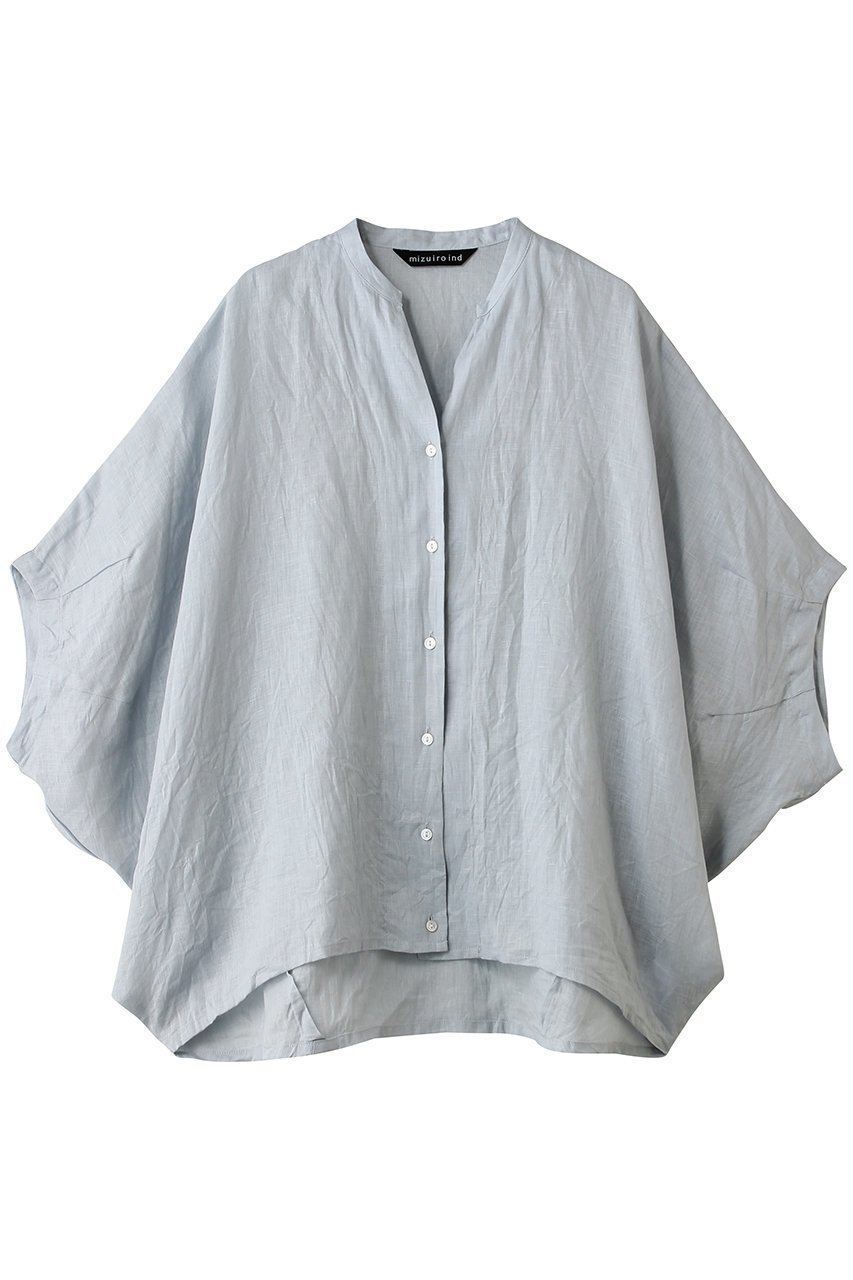 【ミズイロ インド/mizuiro ind】のlinen stand collar cocoon shirt シャツ インテリア・キッズ・メンズ・レディースファッション・服の通販 founy(ファニー) 　ファッション　Fashion　レディースファッション　Fashion for Women　トップス・カットソー　Cut & Sew Tops　シャツ・ブラウス・オフィスカジュアル　Elegant Blouses & Button-Ups　サマー　Summer, Summer Style　シアー　Sheer, See-Through　ショート　Short, Short Length　スタンド　Stand Collar, Upright Stand　スリーブ　Sleeve, Long Sleeve / Short Sleeve　リネン　Linen, Linen Fabric　新作・新入荷　New Arrivals / New In　l.blue|ID: prp329100004960166 ipo3291000000037214940