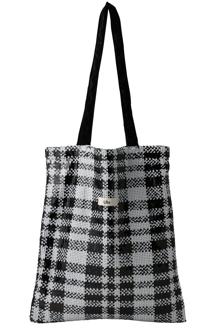 【ウーア/Uhr】の【ELLE SHOP限定】Mono Sequin Check トートバッグ 人気、トレンドファッション・服の通販 founy(ファニー) 　ファッション　Fashion　レディースファッション　Fashion for Women　バッグ　Bags　スパンコール　Sequins, Sequin Embellishment　チェック　Check, Plaid, Tartan　ビッグ　Big, Oversized　モノトーン　Monotone, Black and White　リュクス　Luxury, Elegant, High-End, Chic　ビジネス 仕事 通勤　Business / Work / Commuting　新作・新入荷　New Arrivals / New In　 other-1|ID: prp329100004960172 ipo3291000000037214987