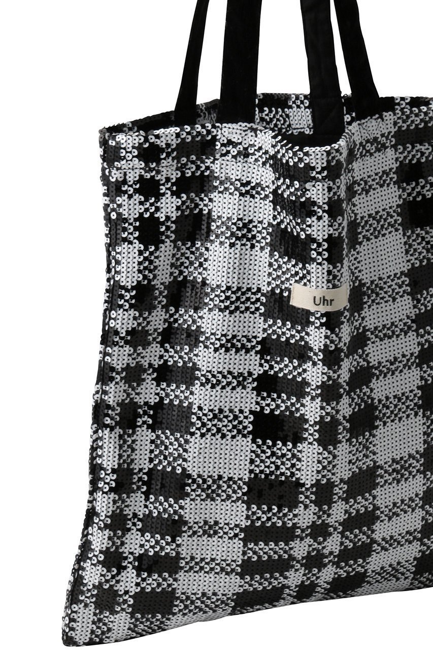 【ウーア/Uhr】の【ELLE SHOP限定】Mono Sequin Check トートバッグ 人気、トレンドファッション・服の通販 founy(ファニー) 　ファッション　Fashion　レディースファッション　Fashion for Women　バッグ　Bags　スパンコール　Sequins, Sequin Embellishment　チェック　Check, Plaid, Tartan　ビッグ　Big, Oversized　モノトーン　Monotone, Black and White　リュクス　Luxury, Elegant, High-End, Chic　ビジネス 仕事 通勤　Business / Work / Commuting　新作・新入荷　New Arrivals / New In　other-4|ID: prp329100004960172 ipo3291000000037214991
