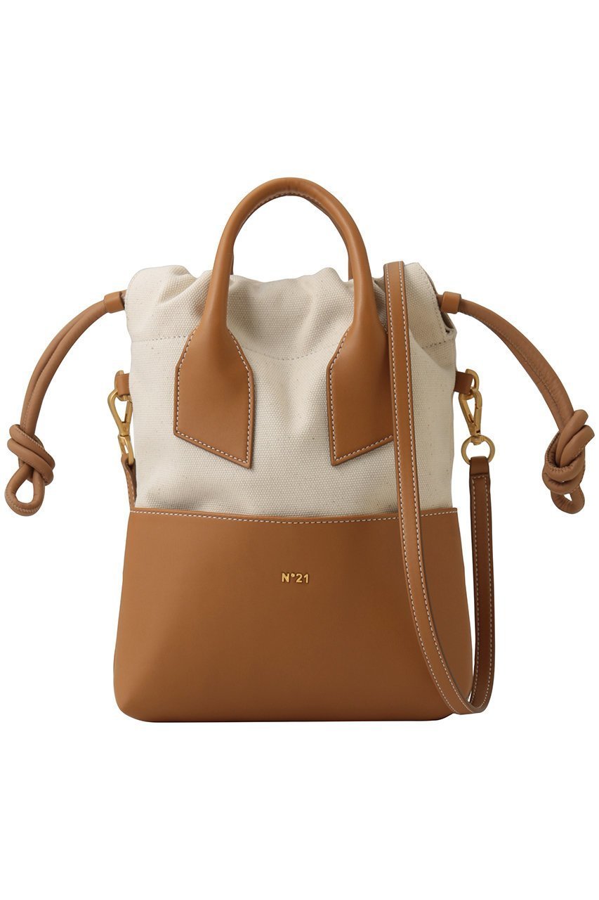 【ヌメロ ヴェントゥーノ/N°21】の2WAY レザーコンビ バッグ インテリア・キッズ・メンズ・レディースファッション・服の通販 founy(ファニー) 　ファッション　Fashion　レディースファッション　Fashion for Women　バッグ　Bags　キャンバス　Canvas, Canvas Fabric　コンビ　Combo, Combination Style　バランス　Balance, Style Balance　ポケット　Pocket, Pocket Detail　エレガント 上品　Elegant　巾着　Drawstring Bag, Kinchaku　新作・新入荷　New Arrivals / New In　ブラウン|ID: prp329100004960176 ipo3291000000037215013