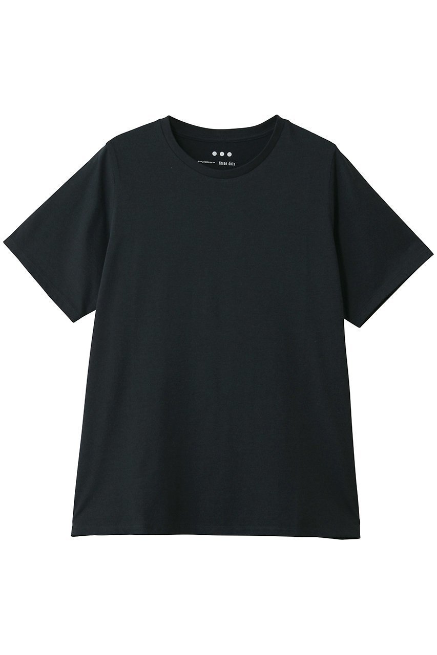 【スリー ドッツ/three dots】のパウダリーコットン ベーシックTシャツ インテリア・キッズ・メンズ・レディースファッション・服の通販 founy(ファニー) 　ファッション　Fashion　レディースファッション　Fashion for Women　トップス・カットソー　Cut & Sew Tops　シャツ・ブラウス・オフィスカジュアル　Elegant Blouses & Button-Ups　ロングTシャツ・Tシャツ　Longline T-Shirts & Tees　カットソー・ベーシックTシャツ　Cut-and-Sewn Tops / Stretch Tees & Basics　なめらか　Smooth, Silky Texture　インナー　Innerwear　ショート　Short, Short Length　ジャケット　Jacket, Outerwear　スリーブ　Sleeve, Long Sleeve / Short Sleeve　フィット　Fit, Slim Fit　ベーシック　Basic, Essential　夏　Summer　新作・新入荷　New Arrivals / New In　ダークネイビー|ID: prp329100004960180 ipo3291000000037215045
