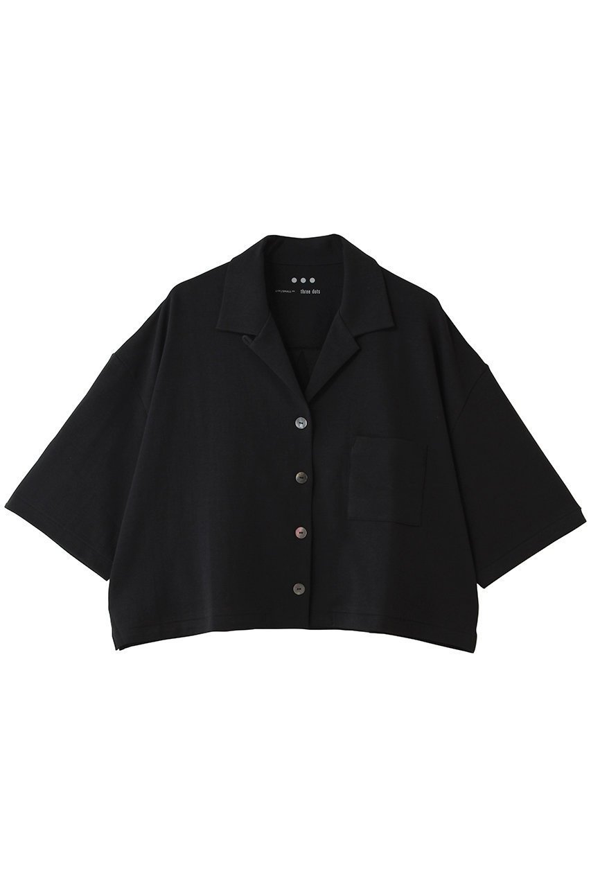 【スリー ドッツ/three dots】のダブルニットスーピマ クロップドシャツ 人気、トレンドファッション・服の通販 founy(ファニー) 　ファッション　Fashion　レディースファッション　Fashion for Women　トップス・カットソー　Cut & Sew Tops　ニット　Knit Tops & Sweaters　シャツ・ブラウス・オフィスカジュアル　Elegant Blouses & Button-Ups　クロップド　Cropped, Short Length　ショルダー　Shoulder, Shoulder Strap　ショート　Short, Short Length　スリーブ　Sleeve, Long Sleeve / Short Sleeve　ダブル　Double, Double-Breasted　ドロップ　Drop Shoulder, Dropped Style　バランス　Balance, Style Balance　フレア　Flare, Flared　新作・新入荷　New Arrivals / New In　 other-1|ID: prp329100004960187 ipo3291000000037215089