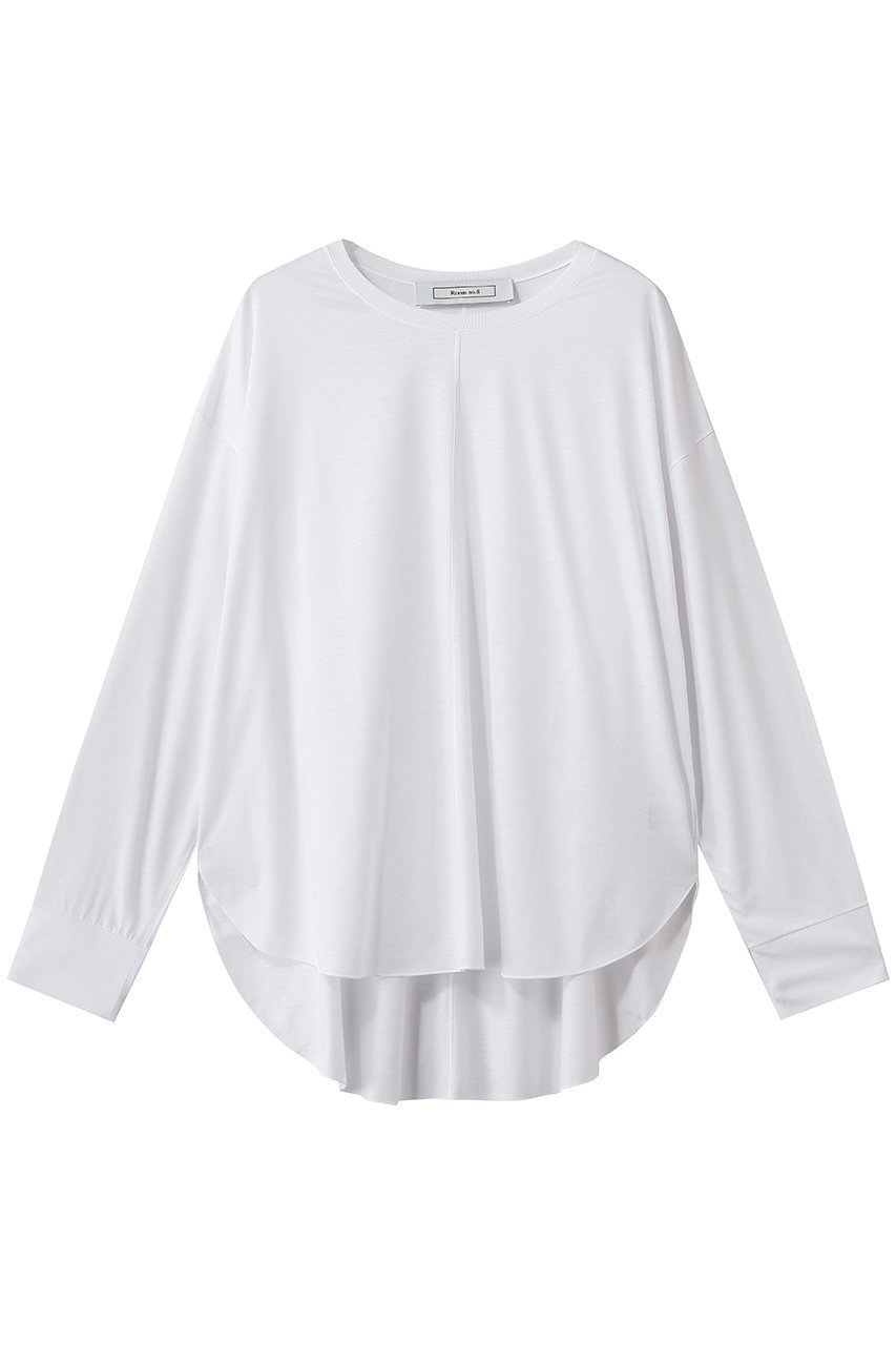 【ルームエイト/Room no.8】のテンセル ラウンドヘム ロングスリーブ Tシャツ インテリア・キッズ・メンズ・レディースファッション・服の通販 founy(ファニー) 　ファッション　Fashion　レディースファッション　Fashion for Women　トップス・カットソー　Cut & Sew Tops　シャツ・ブラウス・オフィスカジュアル　Elegant Blouses & Button-Ups　ロングTシャツ・Tシャツ　Longline T-Shirts & Tees　カットソー・ベーシックTシャツ　Cut-and-Sewn Tops / Stretch Tees & Basics　シンプル　Simple, Minimal　スリーブ　Sleeve, Long Sleeve / Short Sleeve　センター　Center, Center Line　フロント　Front, Front Design　ボトム　Bottoms, Lower Wear　ロング　Long, Long-Length　エレガント 上品　Elegant　新作・新入荷　New Arrivals / New In　ホワイト|ID: prp329100004960189 ipo3291000000037215111