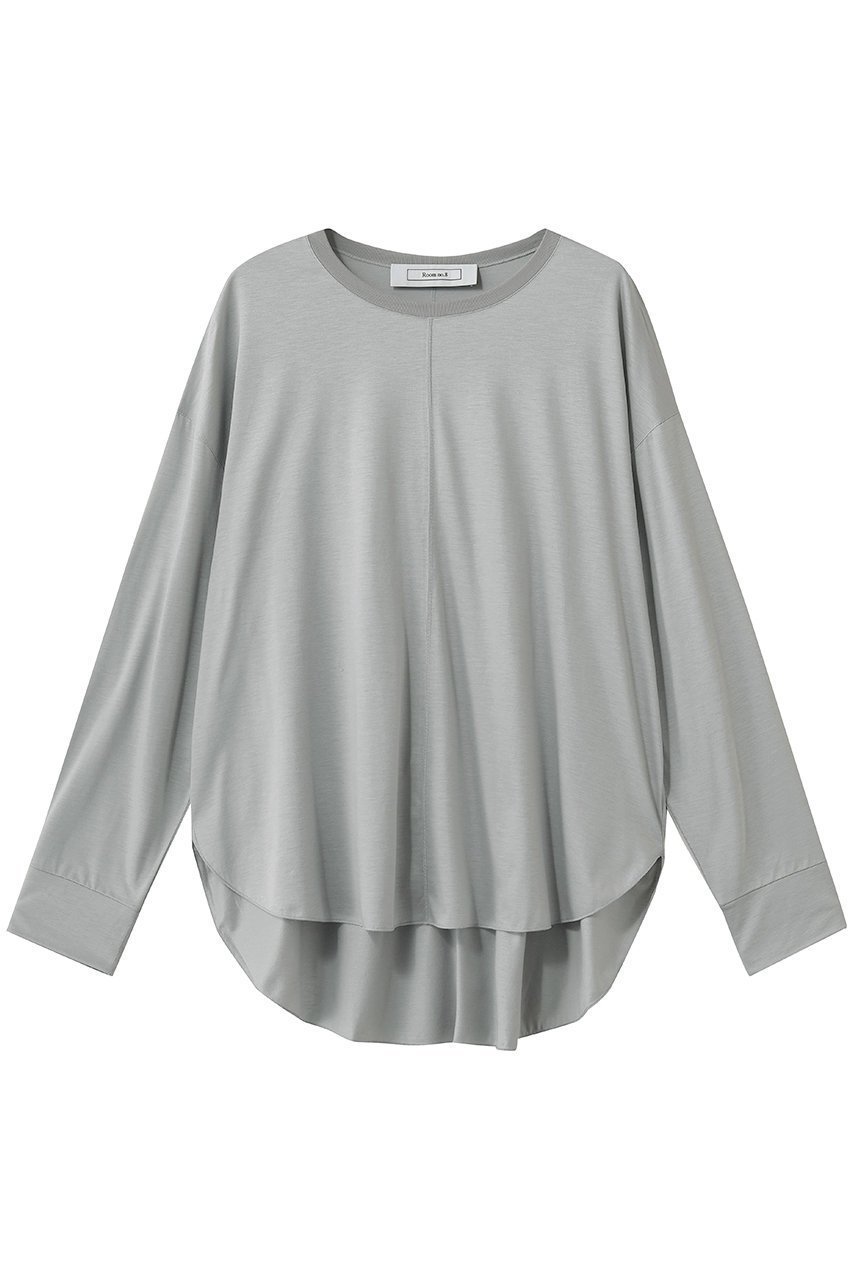 【ルームエイト/Room no.8】のテンセル ラウンドヘム ロングスリーブ Tシャツ インテリア・キッズ・メンズ・レディースファッション・服の通販 founy(ファニー) 　ファッション　Fashion　レディースファッション　Fashion for Women　トップス・カットソー　Cut & Sew Tops　シャツ・ブラウス・オフィスカジュアル　Elegant Blouses & Button-Ups　ロングTシャツ・Tシャツ　Longline T-Shirts & Tees　カットソー・ベーシックTシャツ　Cut-and-Sewn Tops / Stretch Tees & Basics　シンプル　Simple, Minimal　スリーブ　Sleeve, Long Sleeve / Short Sleeve　センター　Center, Center Line　フロント　Front, Front Design　ボトム　Bottoms, Lower Wear　ロング　Long, Long-Length　エレガント 上品　Elegant　新作・新入荷　New Arrivals / New In　グレー|ID: prp329100004960189 ipo3291000000037215112