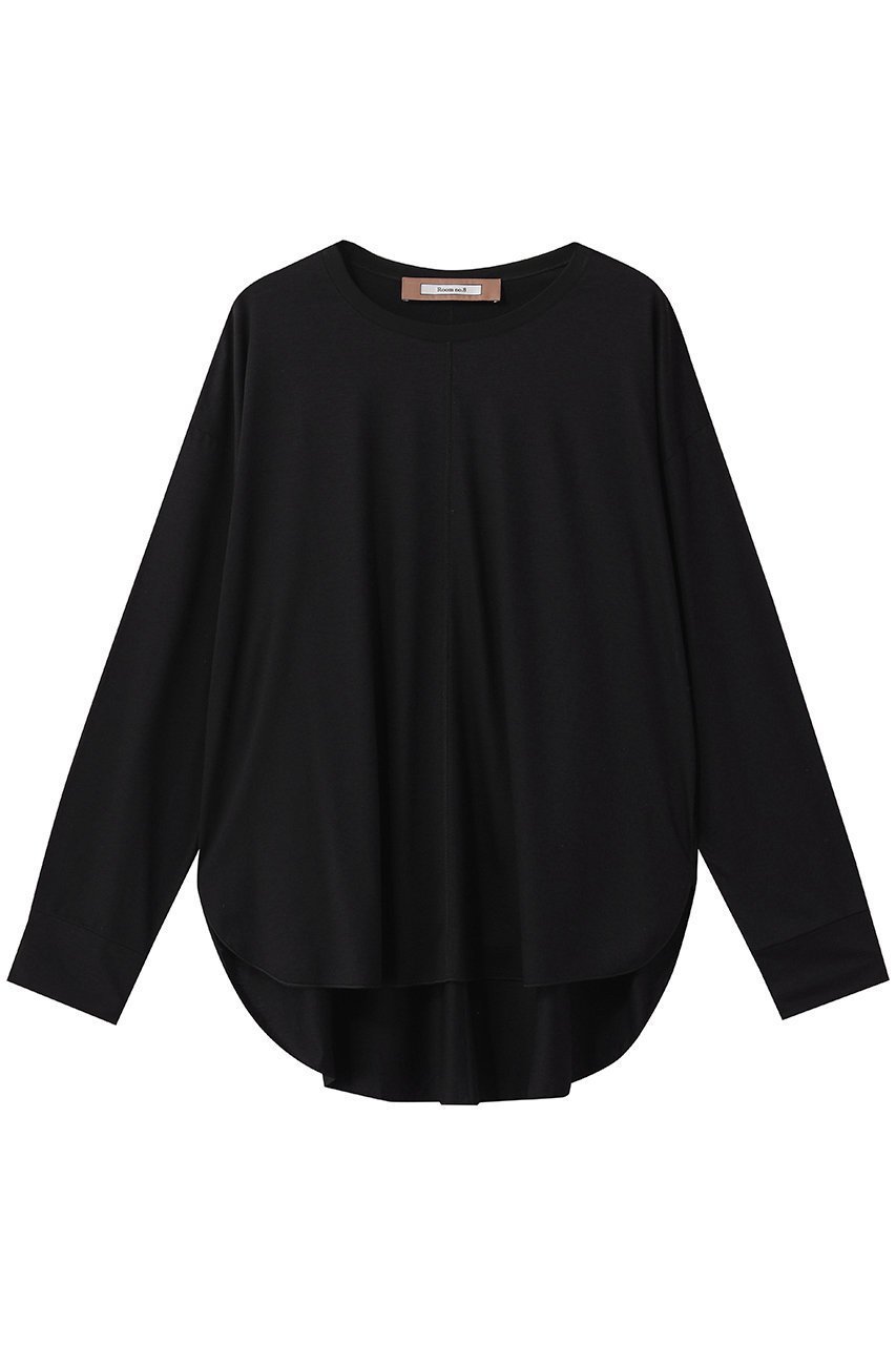 【ルームエイト/Room no.8】のテンセル ラウンドヘム ロングスリーブ Tシャツ インテリア・キッズ・メンズ・レディースファッション・服の通販 founy(ファニー) 　ファッション　Fashion　レディースファッション　Fashion for Women　トップス・カットソー　Cut & Sew Tops　シャツ・ブラウス・オフィスカジュアル　Elegant Blouses & Button-Ups　ロングTシャツ・Tシャツ　Longline T-Shirts & Tees　カットソー・ベーシックTシャツ　Cut-and-Sewn Tops / Stretch Tees & Basics　シンプル　Simple, Minimal　スリーブ　Sleeve, Long Sleeve / Short Sleeve　センター　Center, Center Line　フロント　Front, Front Design　ボトム　Bottoms, Lower Wear　ロング　Long, Long-Length　エレガント 上品　Elegant　新作・新入荷　New Arrivals / New In　ブラック|ID: prp329100004960189 ipo3291000000037215113