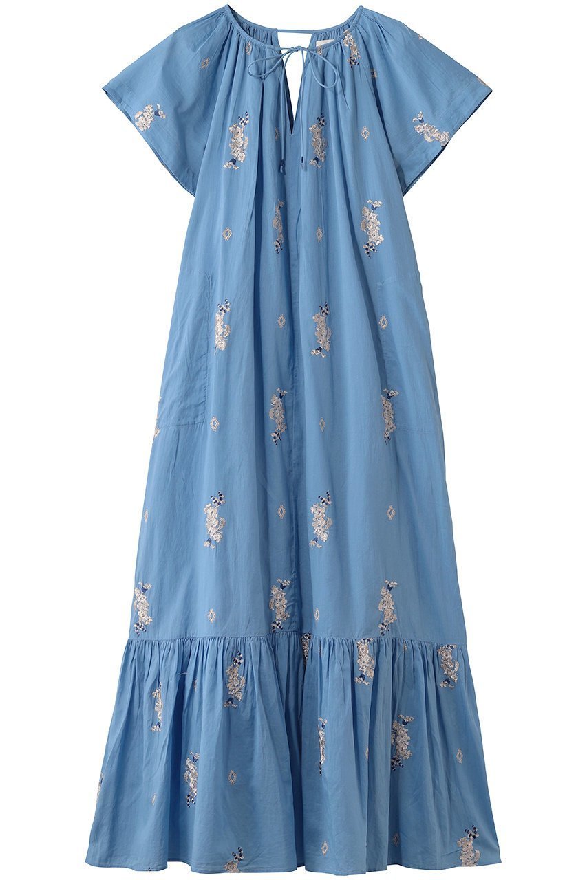 【ヌキテパ/NE QUITTEZ PAS】のCotton Voile Jasmine Embroidery ショートスリーブ ドレス インテリア・キッズ・メンズ・レディースファッション・服の通販 founy(ファニー) 　ファッション　Fashion　レディースファッション　Fashion for Women　ワンピース　Dresses　フォーマル・パーティードレス・結婚式用ドレス　Elegant & Casual Dresses　チュニック　Tunic Tops & Dresses　ショート　Short, Short Length　スリーブ　Sleeve, Long Sleeve / Short Sleeve　チュニック　Tunic, Long Top　ドレス　Dress, One-Piece　マキシ　Maxi, Full Length　ロング　Long, Long-Length　新作・新入荷　New Arrivals / New In　ブルー|ID: prp329100004963277 ipo3291000000037233549