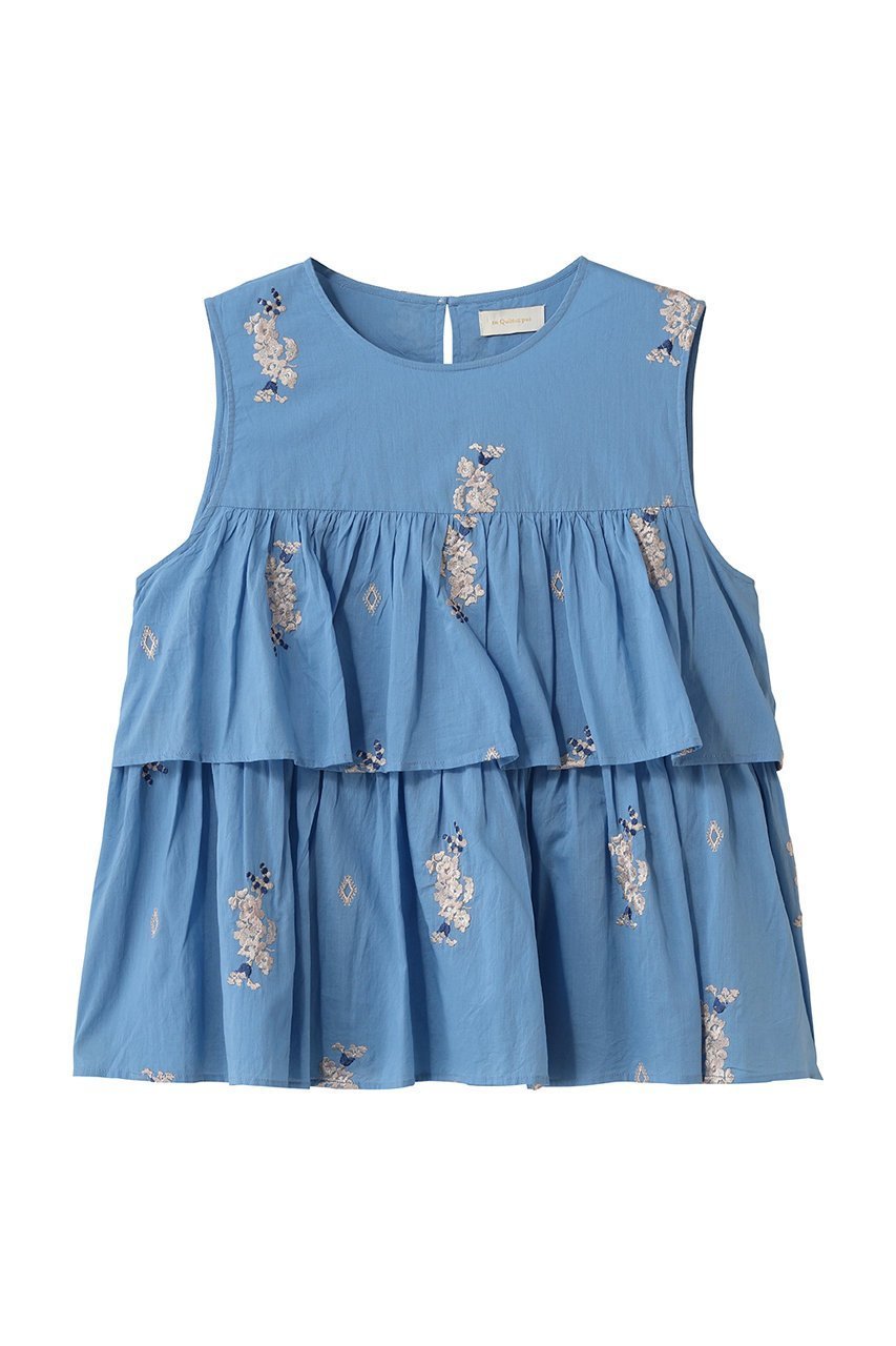 【ヌキテパ/NE QUITTEZ PAS】のCotton Voile Jasmine Embroidery ノースリーブ トップス インテリア・キッズ・メンズ・レディースファッション・服の通販 founy(ファニー) 　ファッション　Fashion　レディースファッション　Fashion for Women　トップス・カットソー　Cut & Sew Tops　キャミソール&ノースリーブ　Camisoles & Sleeveless Tops　シャツ・ブラウス・オフィスカジュアル　Elegant Blouses & Button-Ups　ロングTシャツ・Tシャツ　Longline T-Shirts & Tees　カットソー・ベーシックTシャツ　Cut-and-Sewn Tops / Stretch Tees & Basics　エアリー　Airy Texture　キャミソール　Camisole, Spaghetti Strap Top　サンダル　Sandals, Summer Shoes　タンク　Tank Top, Sleeveless Top　ノースリーブ　Sleeveless, No-Sleeve　バングル　Bangle, Bracelet　マニッシュ　Mannish, Boyish　モダン　Modern, Contemporary　夏　Summer　新作・新入荷　New Arrivals / New In　ブルー|ID: prp329100004963278 ipo3291000000037233557