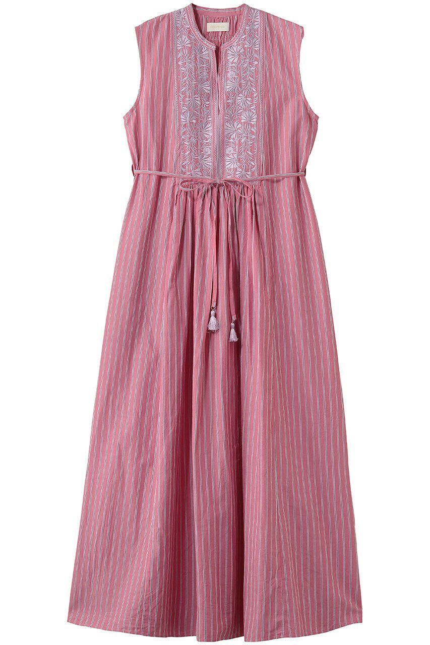 【ヌキテパ/NE QUITTEZ PAS】のPoplin Stripe Flower Embroidery ノースリーブドレス 大人の最旬トレンドファッション＆コーディネート founy(ファウニー) 　ファッション　Fashion　レディースファッション　Fashion for Women　ワンピース　Dresses　フォーマル・パーティードレス・結婚式用ドレス　Elegant & Casual Dresses　チュニック　Tunic Tops & Dresses　オケージョン　Occasion Wear　ギャザー　Gathered, Ruffled　ストライプ　Stripe, Striped Pattern　チュニック　Tunic, Long Top　ドレス　Dress, One-Piece　ノースリーブ　Sleeveless, No-Sleeve　ヨーク　Yoke, Yoke Design　ロング　Long, Long-Length　夏　Summer　新作・新入荷　New Arrivals / New In　 other-1|ID: prp329100004963279 ipo3291000000037233565