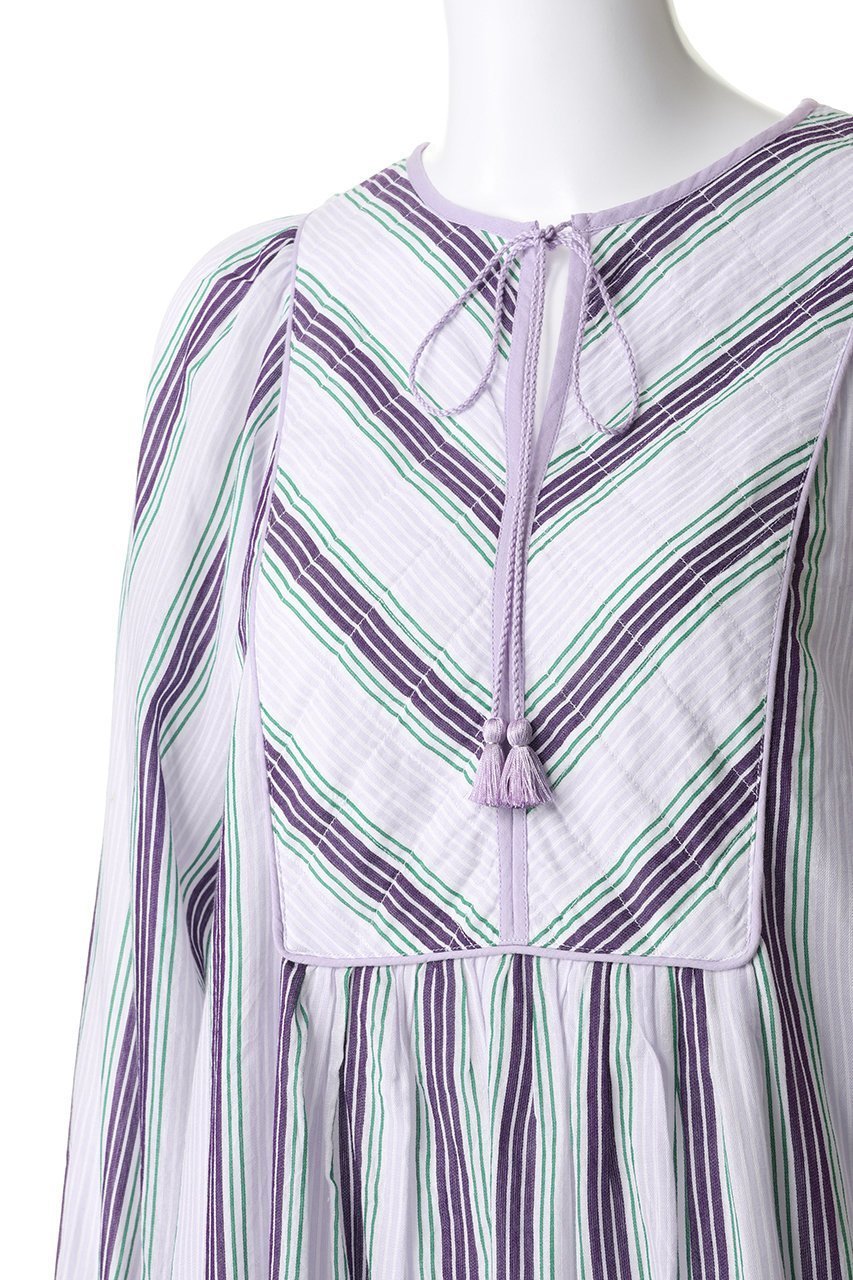 【ヌキテパ/NE QUITTEZ PAS】のCotton Voile Stripe ギャザードレス 大人の最旬トレンドファッション＆コーディネート founy(ファウニー) 　ファッション　Fashion　レディースファッション　Fashion for Women　ワンピース　Dresses　フォーマル・パーティードレス・結婚式用ドレス　Elegant & Casual Dresses　チュニック　Tunic Tops & Dresses　エスニック　Ethnic Style　ギャザー　Gathered, Ruffled　ストライプ　Stripe, Striped Pattern　チュニック　Tunic, Long Top　ドレス　Dress, One-Piece　モダン　Modern, Contemporary　ロング　Long, Long-Length　今季　This Season, Current Season　夏　Summer　新作・新入荷　New Arrivals / New In　other-5|ID: prp329100004963280 ipo3291000000037233581