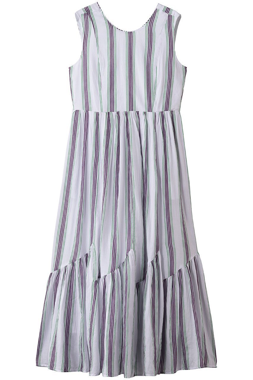 【ヌキテパ/NE QUITTEZ PAS】のCotton Voile Stripe ノースリーブ スラント パネル ドレス インテリア・キッズ・メンズ・レディースファッション・服の通販 founy(ファニー) 　ファッション　Fashion　レディースファッション　Fashion for Women　ワンピース　Dresses　フォーマル・パーティードレス・結婚式用ドレス　Elegant & Casual Dresses　チュニック　Tunic Tops & Dresses　ストライプ　Stripe, Striped Pattern　チュニック　Tunic, Long Top　ドレス　Dress, One-Piece　ノースリーブ　Sleeveless, No-Sleeve　モダン　Modern, Contemporary　リゾート　Resort, Vacation Style　ロング　Long, Long-Length　夏　Summer　新作・新入荷　New Arrivals / New In　ライラック|ID: prp329100004963281 ipo3291000000037233584