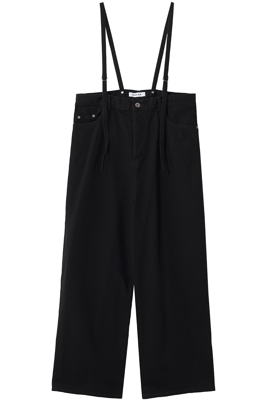 【サクラ/SACRA】のヴィンテージコットンデニムオールインワン インテリア・キッズ・メンズ・レディースファッション・服の通販 founy(ファニー) 　ファッション　Fashion　レディースファッション　Fashion for Women　パンツ　Pants & Trousers　ウォッシュ　Washed Finish　サロペット　Overalls, Salopette　デニム　Denim, Jeans Material　バランス　Balance, Style Balance　フロント　Front, Front Design　モダン　Modern, Contemporary　ラップ　Wrap, Wrap Design　ワイド　Wide, Wide Fit　ヴィンテージ　Vintage Style　新作・新入荷　New Arrivals / New In　ブラック|ID: prp329100004963285 ipo3291000000037233617