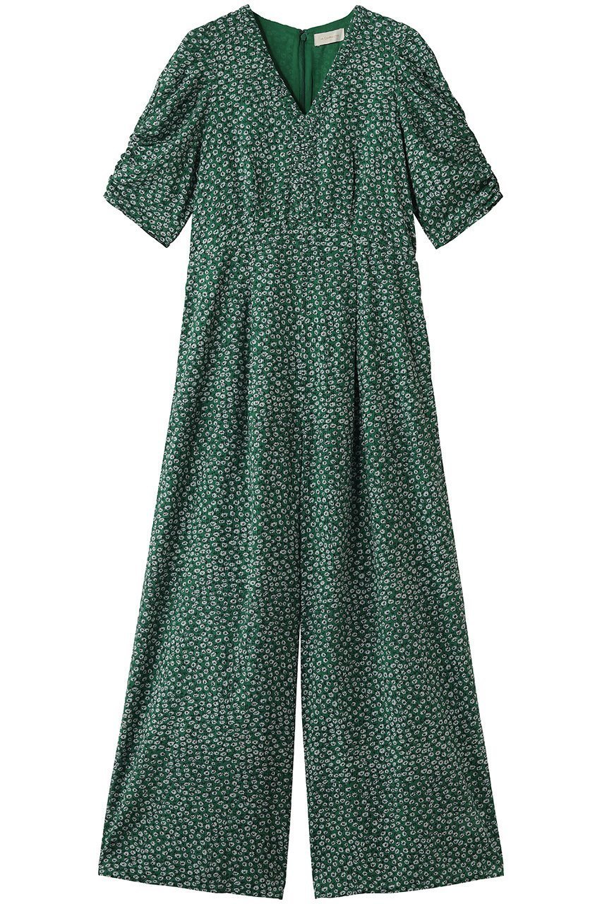 【ヌキテパ/NE QUITTEZ PAS】のCotton Dobby Stripe Flower Print オールインワン インテリア・キッズ・メンズ・レディースファッション・服の通販 founy(ファニー) 　ファッション　Fashion　レディースファッション　Fashion for Women　パンツ　Pants & Trousers　ストライプ　Stripe, Striped Pattern　デコルテ　Décolleté, Neckline　フラワー　Flower, Floral　リラックス　Relax, Relaxed Fit　夏　Summer　新作・新入荷　New Arrivals / New In　旅行　Travel　グリーン|ID: prp329100004963300 ipo3291000000037233712