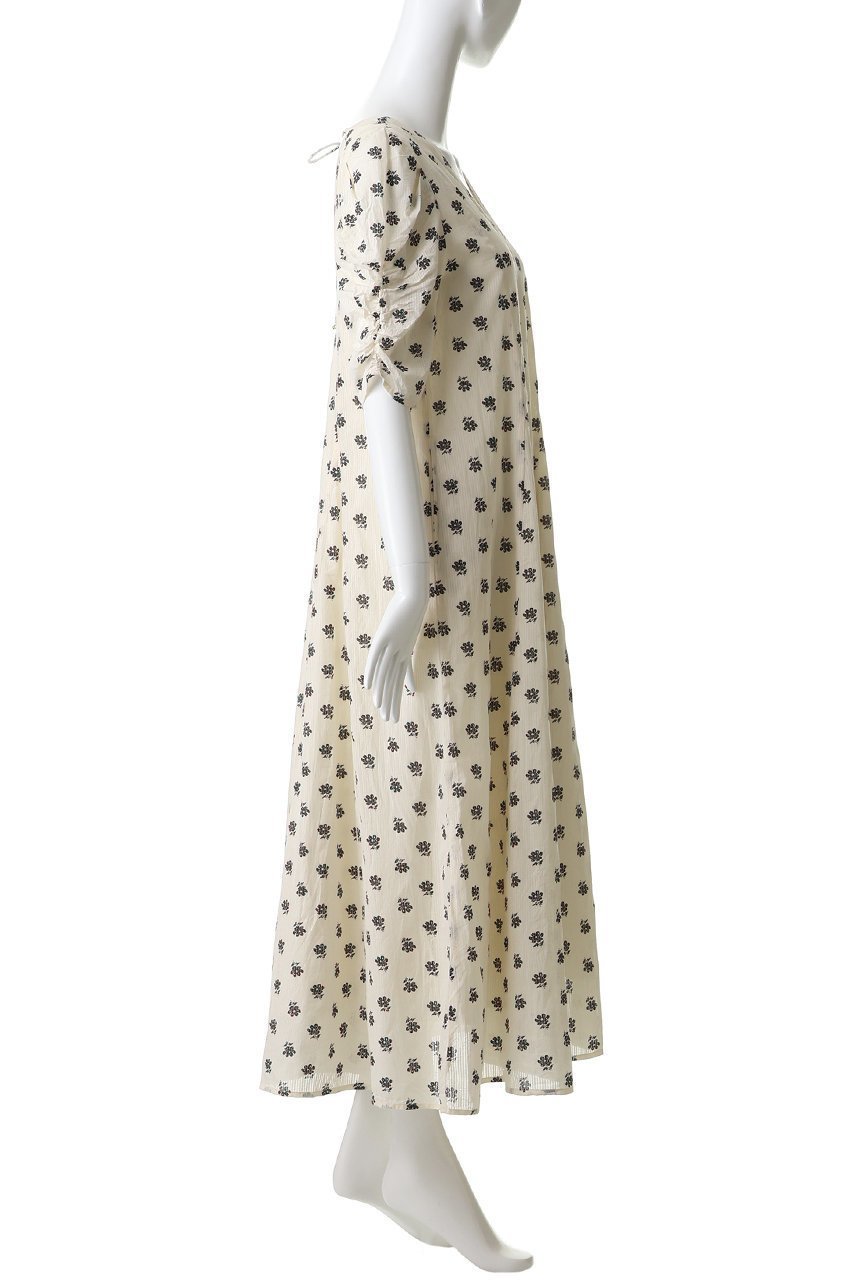 【ヌキテパ/NE QUITTEZ PAS】のCotton Dobby Stripe Anemone Print ギャザースリーブドレス 大人の最旬トレンドファッション＆コーディネート founy(ファウニー) 　ファッション　Fashion　レディースファッション　Fashion for Women　ワンピース　Dresses　フォーマル・パーティードレス・結婚式用ドレス　Elegant & Casual Dresses　チュニック　Tunic Tops & Dresses　スリーブ　Sleeve, Long Sleeve / Short Sleeve　チュニック　Tunic, Long Top　ドレス　Dress, One-Piece　フェミニン　Feminine, Girly　プリント　Print, Printed Pattern　リボン　Ribbon, Bow　ロング　Long, Long-Length　新作・新入荷　New Arrivals / New In　other-3|ID: prp329100004963301 ipo3291000000037233724