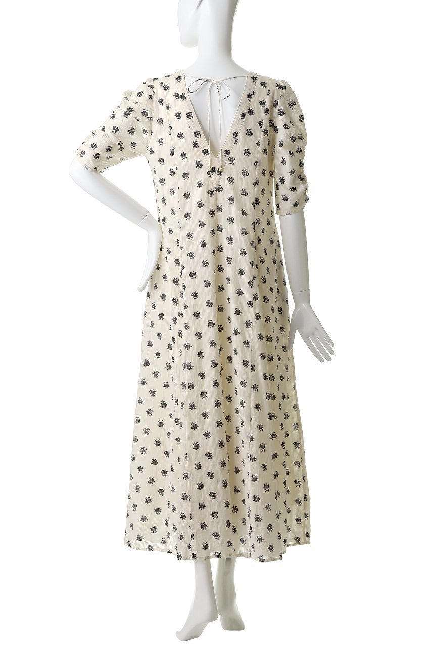 【ヌキテパ/NE QUITTEZ PAS】のCotton Dobby Stripe Anemone Print ギャザースリーブドレス 大人の最旬トレンドファッション＆コーディネート founy(ファウニー) 　ファッション　Fashion　レディースファッション　Fashion for Women　ワンピース　Dresses　フォーマル・パーティードレス・結婚式用ドレス　Elegant & Casual Dresses　チュニック　Tunic Tops & Dresses　スリーブ　Sleeve, Long Sleeve / Short Sleeve　チュニック　Tunic, Long Top　ドレス　Dress, One-Piece　フェミニン　Feminine, Girly　プリント　Print, Printed Pattern　リボン　Ribbon, Bow　ロング　Long, Long-Length　新作・新入荷　New Arrivals / New In　other-4|ID: prp329100004963301 ipo3291000000037233725