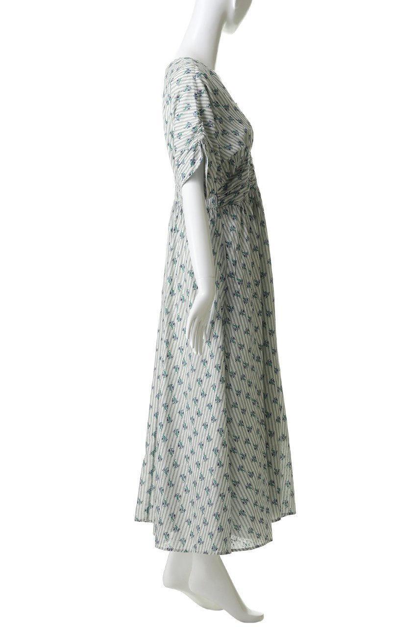 【ヌキテパ/NE QUITTEZ PAS】のCotton Jacquard Stripe Small Flower Print ウエスト ギャザー ドレス 大人の最旬トレンドファッション＆コーディネート founy(ファウニー) 　ファッション　Fashion　レディースファッション　Fashion for Women　ワンピース　Dresses　フォーマル・パーティードレス・結婚式用ドレス　Elegant & Casual Dresses　チュニック　Tunic Tops & Dresses　エアリー　Airy Texture　ギャザー　Gathered, Ruffled　サンダル　Sandals, Summer Shoes　ジャカード／ジャガード　Jacquard, Woven Pattern　スニーカー　Sneakers, Trainers　チュニック　Tunic, Long Top　ドレス　Dress, One-Piece　フラワー　Flower, Floral　プリント　Print, Printed Pattern　リゾート　Resort, Vacation Style　ロング　Long, Long-Length　新作・新入荷　New Arrivals / New In　other-3|ID: prp329100004963302 ipo3291000000037233733