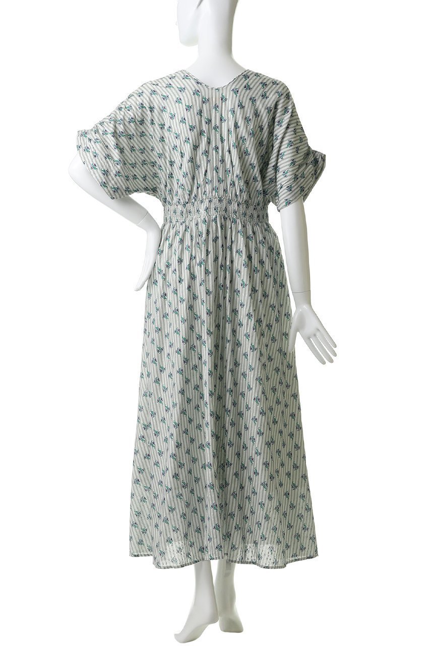 【ヌキテパ/NE QUITTEZ PAS】のCotton Jacquard Stripe Small Flower Print ウエスト ギャザー ドレス 大人の最旬トレンドファッション＆コーディネート founy(ファウニー) 　ファッション　Fashion　レディースファッション　Fashion for Women　ワンピース　Dresses　フォーマル・パーティードレス・結婚式用ドレス　Elegant & Casual Dresses　チュニック　Tunic Tops & Dresses　エアリー　Airy Texture　ギャザー　Gathered, Ruffled　サンダル　Sandals, Summer Shoes　ジャカード／ジャガード　Jacquard, Woven Pattern　スニーカー　Sneakers, Trainers　チュニック　Tunic, Long Top　ドレス　Dress, One-Piece　フラワー　Flower, Floral　プリント　Print, Printed Pattern　リゾート　Resort, Vacation Style　ロング　Long, Long-Length　新作・新入荷　New Arrivals / New In　other-4|ID: prp329100004963302 ipo3291000000037233734