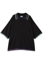 【メゾンスペシャル/MAISON SPECIAL】の【UNISEX】レイヤードライン衿 ジオメトリックニットポロS/S BLK(ブラック)|ID: prp329100004963304 ipo3291000000037233746