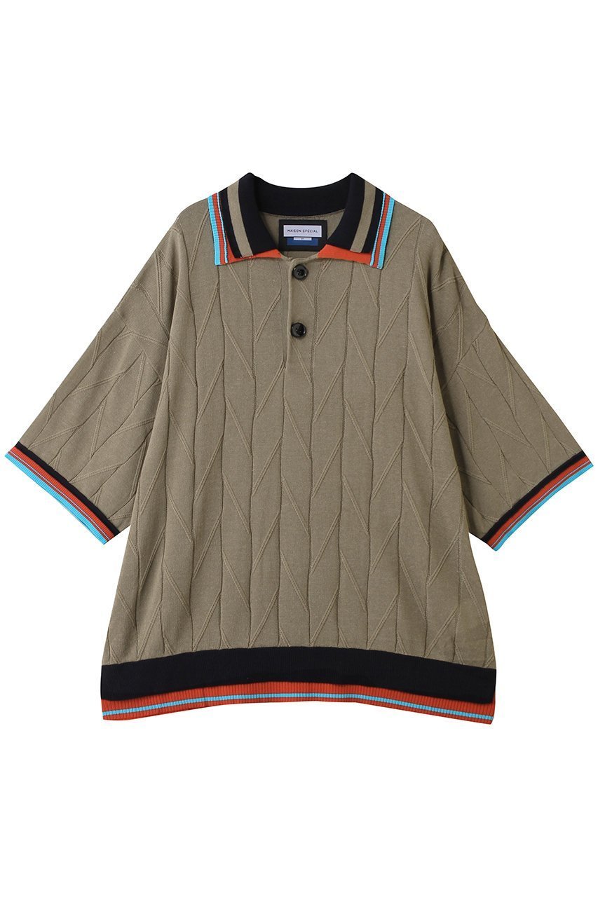 【メゾンスペシャル/MAISON SPECIAL】の【UNISEX】レイヤードライン衿 ジオメトリックニットポロS/S インテリア・キッズ・メンズ・レディースファッション・服の通販 founy(ファニー) 　ファッション　Fashion　レディースファッション　Fashion for Women　トップス・カットソー　Cut & Sew Tops　ニット　Knit Tops & Sweaters　カジュアルプルオーバー・ニットトップス　Pullovers & Knit Tops / Casual Pullovers　ユニセックス　Unisex, Genderless　シアー　Sheer, See-Through　フォルム　Silhouette, Form　リネン　Linen, Linen Fabric　夏　Summer　新作・新入荷　New Arrivals / New In　S/S・春夏　SS, Spring/Summer, Warm Season　BGE(ベージュ)|ID: prp329100004963304 ipo3291000000037233747