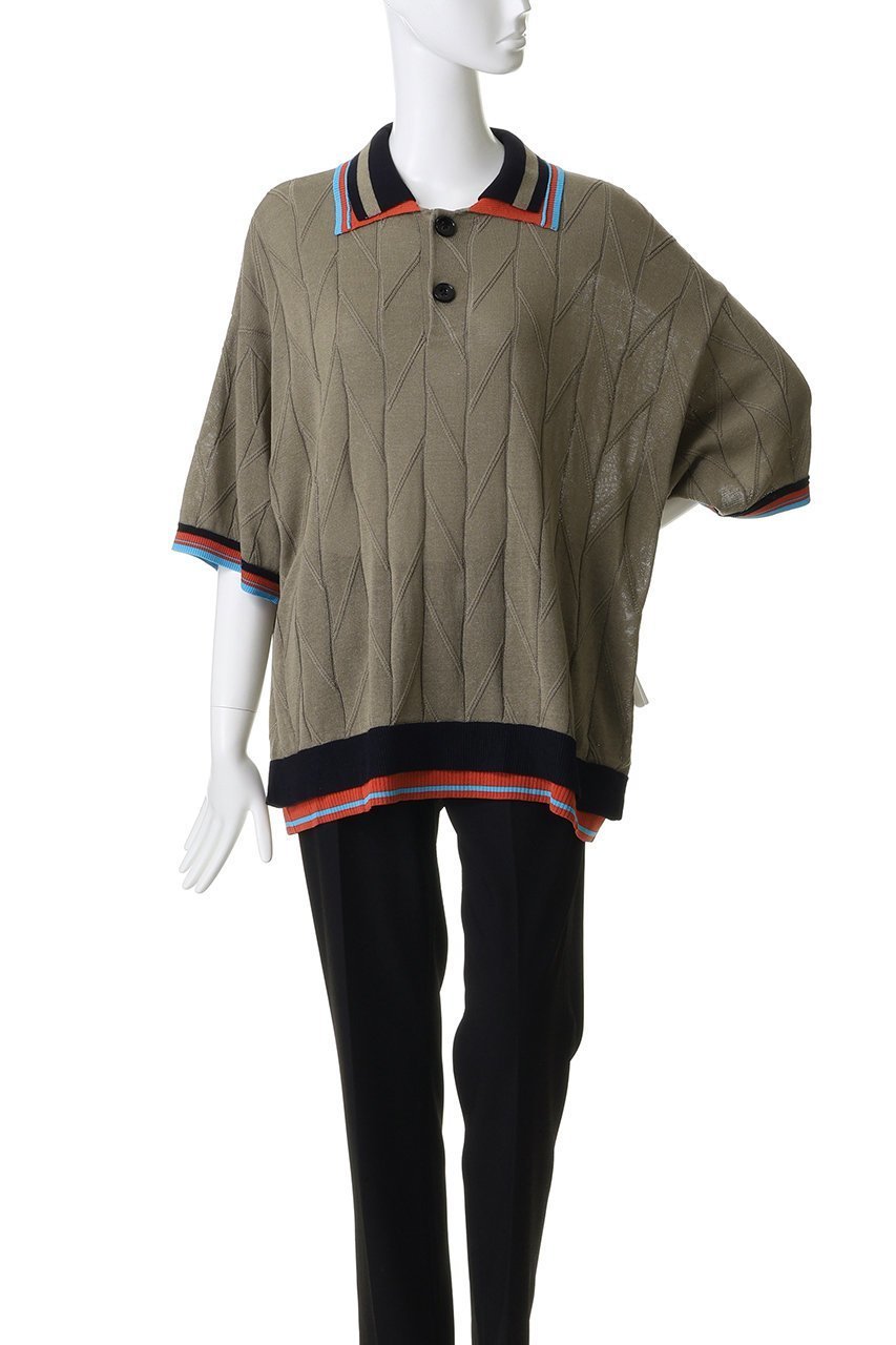 【メゾンスペシャル/MAISON SPECIAL】の【UNISEX】レイヤードライン衿 ジオメトリックニットポロS/S 人気、トレンドファッション・服の通販 founy(ファニー) 　ファッション　Fashion　レディースファッション　Fashion for Women　トップス・カットソー　Cut & Sew Tops　ニット　Knit Tops & Sweaters　カジュアルプルオーバー・ニットトップス　Pullovers & Knit Tops / Casual Pullovers　ユニセックス　Unisex, Genderless　シアー　Sheer, See-Through　フォルム　Silhouette, Form　リネン　Linen, Linen Fabric　夏　Summer　新作・新入荷　New Arrivals / New In　S/S・春夏　SS, Spring/Summer, Warm Season　other-2|ID: prp329100004963304 ipo3291000000037233748