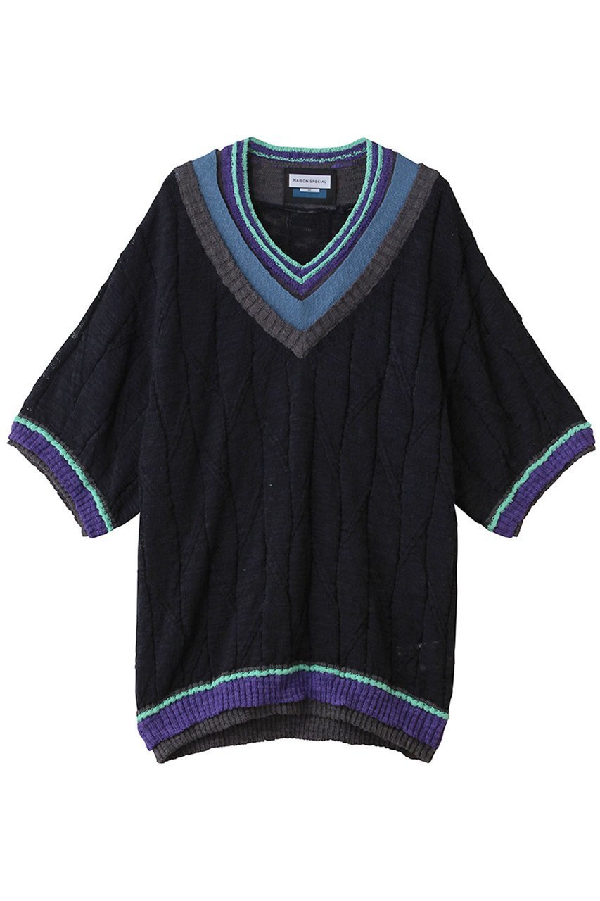 【メゾンスペシャル/MAISON SPECIAL】の【UNISEX】Vネックマルチレイヤード S/SニットTEE インテリア・キッズ・メンズ・レディースファッション・服の通販 founy(ファニー) 　ファッション　Fashion　レディースファッション　Fashion for Women　トップス・カットソー　Cut & Sew Tops　ニット　Knit Tops & Sweaters　カジュアルプルオーバー・ニットトップス　Pullovers & Knit Tops / Casual Pullovers　Vネックトップス　V-Neck Tops / V-Cut Neckline Shirts　ユニセックス　Unisex, Genderless　夏　Summer　新作・新入荷　New Arrivals / New In　春　Spring　S/S・春夏　SS, Spring/Summer, Warm Season　NVY(ネイビー)|ID: prp329100004963305 ipo3291000000037233753