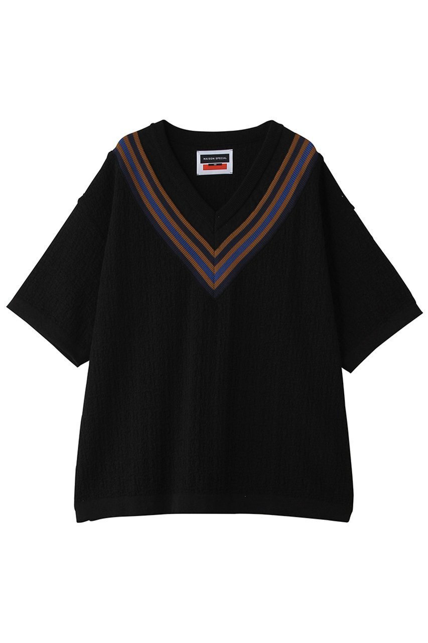 【メゾンスペシャル/MAISON SPECIAL】の【UNISEX】Vネック チルデンニットTEE 人気、トレンドファッション・服の通販 founy(ファニー) 　ファッション　Fashion　レディースファッション　Fashion for Women　トップス・カットソー　Cut & Sew Tops　ニット　Knit Tops & Sweaters　カジュアルプルオーバー・ニットトップス　Pullovers & Knit Tops / Casual Pullovers　Vネックトップス　V-Neck Tops / V-Cut Neckline Shirts　ユニセックス　Unisex, Genderless　夏　Summer　新作・新入荷　New Arrivals / New In　春　Spring　S/S・春夏　SS, Spring/Summer, Warm Season　 other-1|ID: prp329100004963307 ipo3291000000037233764