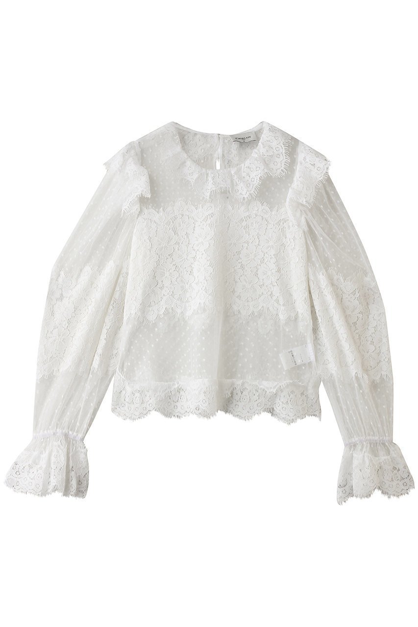 【サードマガジン/THIRD MAGAZINE】の【CHOKLATE】スタンドレースブラウス インテリア・キッズ・メンズ・レディースファッション・服の通販 founy(ファニー) 　ファッション　Fashion　レディースファッション　Fashion for Women　トップス・カットソー　Cut & Sew Tops　シャツ・ブラウス・オフィスカジュアル　Elegant Blouses & Button-Ups　スリーブ　Sleeve, Long Sleeve / Short Sleeve　バランス　Balance, Style Balance　フランス　France, French　フレア　Flare, Flared　レース　Lace, Lace Fabric　ロング　Long, Long-Length　新作・新入荷　New Arrivals / New In　ホワイト|ID: prp329100004963308 ipo3291000000037233772