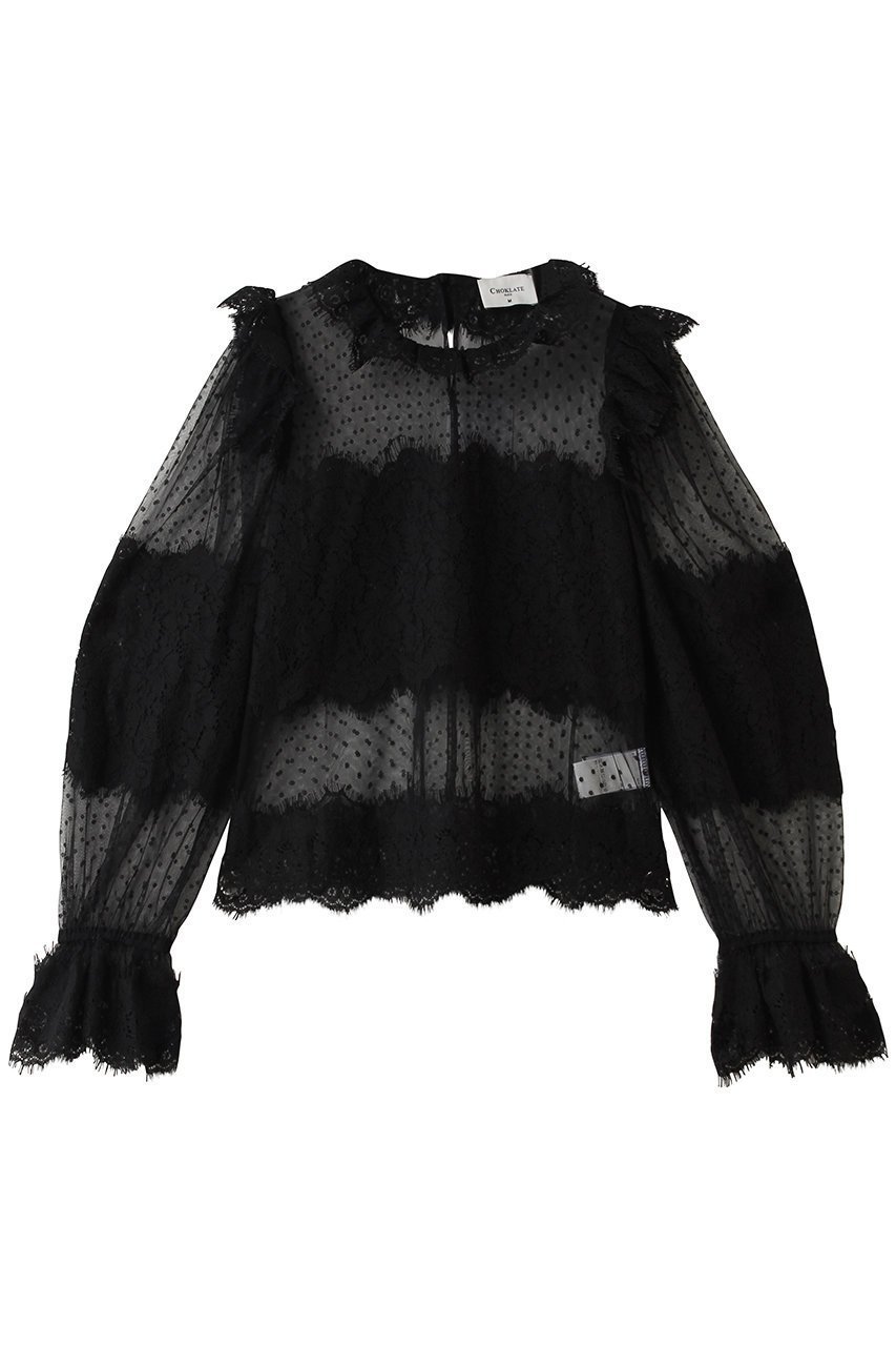 【サードマガジン/THIRD MAGAZINE】の【CHOKLATE】スタンドレースブラウス インテリア・キッズ・メンズ・レディースファッション・服の通販 founy(ファニー) 　ファッション　Fashion　レディースファッション　Fashion for Women　トップス・カットソー　Cut & Sew Tops　シャツ・ブラウス・オフィスカジュアル　Elegant Blouses & Button-Ups　スリーブ　Sleeve, Long Sleeve / Short Sleeve　バランス　Balance, Style Balance　フランス　France, French　フレア　Flare, Flared　レース　Lace, Lace Fabric　ロング　Long, Long-Length　新作・新入荷　New Arrivals / New In　ブラック|ID: prp329100004963308 ipo3291000000037233773