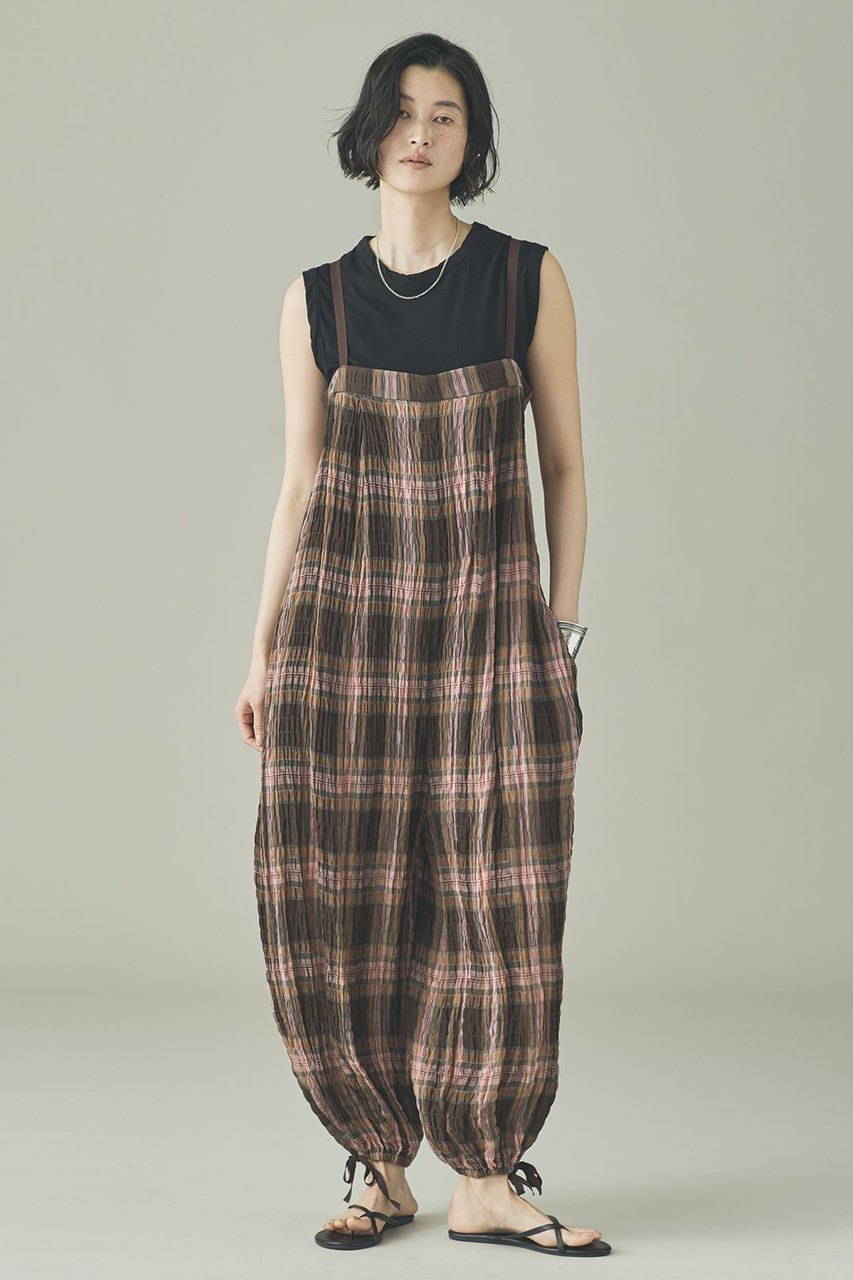 【カレンソロジー/Curensology】の〈C.S.G〉チェックオールインワン 人気、トレンドファッション・服の通販 founy(ファニー) 　ファッション　Fashion　レディースファッション　Fashion for Women　パンツ　Pants & Trousers　おすすめ　Recommended / Our Picks　イタリア　Italy　インナー　Innerwear　チェック　Check, Plaid, Tartan　バルーン　Balloon, Balloon Silhouette　ワッシャー　Washer, Crinkled Finish　今季　This Season, Current Season　夏　Summer　新作・新入荷　New Arrivals / New In　other-2|ID: prp329100004963312 ipo3291000000037233802