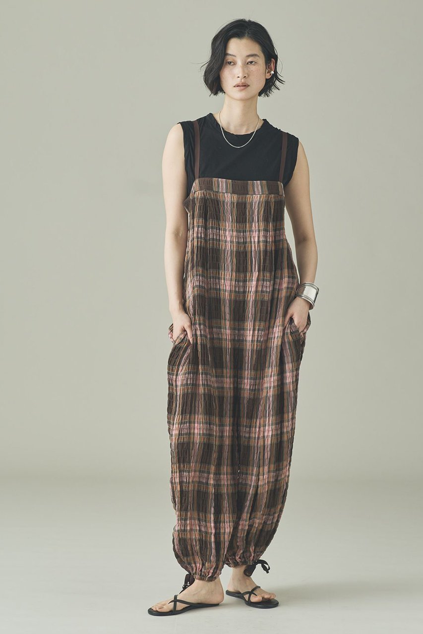 【カレンソロジー/Curensology】の〈C.S.G〉チェックオールインワン 人気、トレンドファッション・服の通販 founy(ファニー) 　ファッション　Fashion　レディースファッション　Fashion for Women　パンツ　Pants & Trousers　おすすめ　Recommended / Our Picks　イタリア　Italy　インナー　Innerwear　チェック　Check, Plaid, Tartan　バルーン　Balloon, Balloon Silhouette　ワッシャー　Washer, Crinkled Finish　今季　This Season, Current Season　夏　Summer　新作・新入荷　New Arrivals / New In　other-3|ID: prp329100004963312 ipo3291000000037233803