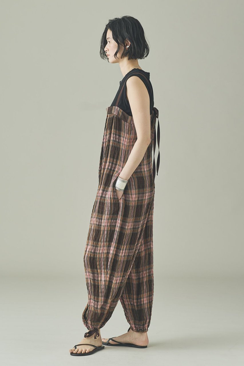 【カレンソロジー/Curensology】の〈C.S.G〉チェックオールインワン 人気、トレンドファッション・服の通販 founy(ファニー) 　ファッション　Fashion　レディースファッション　Fashion for Women　パンツ　Pants & Trousers　おすすめ　Recommended / Our Picks　イタリア　Italy　インナー　Innerwear　チェック　Check, Plaid, Tartan　バルーン　Balloon, Balloon Silhouette　ワッシャー　Washer, Crinkled Finish　今季　This Season, Current Season　夏　Summer　新作・新入荷　New Arrivals / New In　other-4|ID: prp329100004963312 ipo3291000000037233804