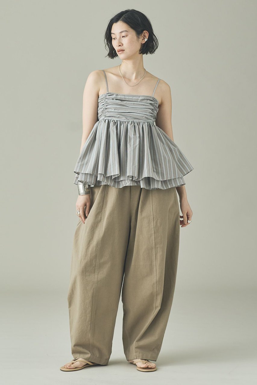 【カレンソロジー/Curensology】のストライプレイヤードギャザーキャミソール 人気、トレンドファッション・服の通販 founy(ファニー) 　ファッション　Fashion　レディースファッション　Fashion for Women　トップス・カットソー　Cut & Sew Tops　キャミソール&ノースリーブ　Camisoles & Sleeveless Tops　シャツ・ブラウス・オフィスカジュアル　Elegant Blouses & Button-Ups　おすすめ　Recommended / Our Picks　インナー　Innerwear　エアリー　Airy Texture　カットソー　Cut and Sewn Top　ギャザー　Gathered, Ruffled　ストライプ　Stripe, Striped Pattern　デニム　Denim, Jeans Material　ノースリーブ　Sleeveless, No-Sleeve　ランダム　Random, Irregular　ワイド　Wide, Wide Fit　新作・新入荷　New Arrivals / New In　other-5|ID: prp329100004963314 ipo3291000000037233823