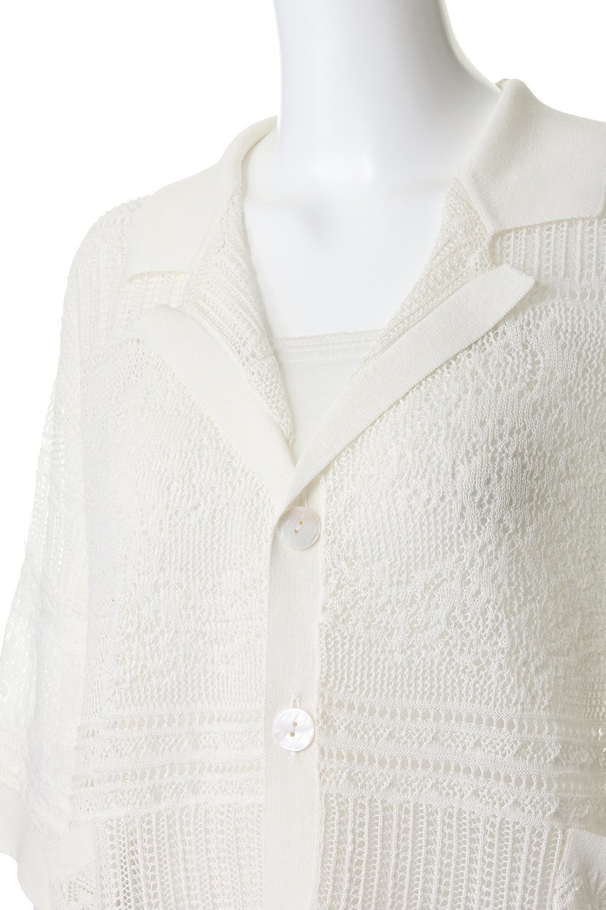 【エリオポール/heliopole】の【boussole】ハーフスリーブレースカーディガン 人気、トレンドファッション・服の通販 founy(ファニー) 　ファッション　Fashion　レディースファッション　Fashion for Women　トップス・カットソー　Cut & Sew Tops　ニット　Knit Tops & Sweaters　カーディガン・羽織り　Layered Style Cardigans　カーディガン　Cardigan, Knitwear　スマート　Smart, Elegant　スリーブ　Sleeve, Long Sleeve / Short Sleeve　リゾート　Resort, Vacation Style　リラックス　Relax, Relaxed Fit　レース　Lace, Lace Fabric　エレガント 上品　Elegant　夏　Summer　新作・新入荷　New Arrivals / New In　other-5|ID: prp329100004963330 ipo3291000000037233936