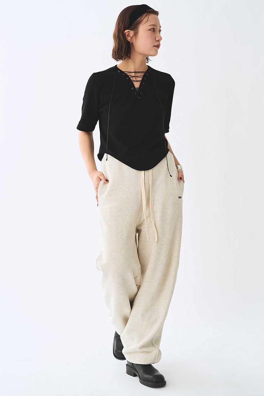 【ウィムガゼット/Whim Gazette】の【Nuition】レースアッププルオーバー 人気、トレンドファッション・服の通販 founy(ファニー) 　ファッション　Fashion　レディースファッション　Fashion for Women　トップス・カットソー　Cut & Sew Tops　シャツ・ブラウス・オフィスカジュアル　Elegant Blouses & Button-Ups　ロングTシャツ・Tシャツ　Longline T-Shirts & Tees　カジュアルプルオーバー・ニットトップス　Pullovers & Knit Tops / Casual Pullovers　カットソー・ベーシックTシャツ　Cut-and-Sewn Tops / Stretch Tees & Basics　ショート　Short, Short Length　スリーブ　Sleeve, Long Sleeve / Short Sleeve　バランス　Balance, Style Balance　フロント　Front, Front Design　ボトム　Bottoms, Lower Wear　ラウンド　Round, Round Neck　リラックス　Relax, Relaxed Fit　レース　Lace, Lace Fabric　ワイド　Wide, Wide Fit　半袖　Short Sleeve, Half Sleeve　夏　Summer　新作・新入荷　New Arrivals / New In　other-2|ID: prp329100004963333 ipo3291000000037233959