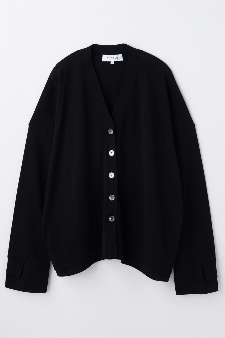 【エンフォルド/ENFOLD】の【5/1 12:00販売開始】FABRIC DOCKING CARDIGAN インテリア・キッズ・メンズ・レディースファッション・服の通販 founy(ファニー) 　ファッション　Fashion　レディースファッション　Fashion for Women　トップス・カットソー　Cut & Sew Tops　ニット　Knit Tops & Sweaters　カーディガン・羽織り　Layered Style Cardigans　なめらか　Smooth, Silky Texture　カーディガン　Cardigan, Knitwear　シアー　Sheer, See-Through　ドッキング　Docking, Mixed Material　新作・新入荷　New Arrivals / New In　ブラック|ID: prp329100004963347 ipo3291000000037234052