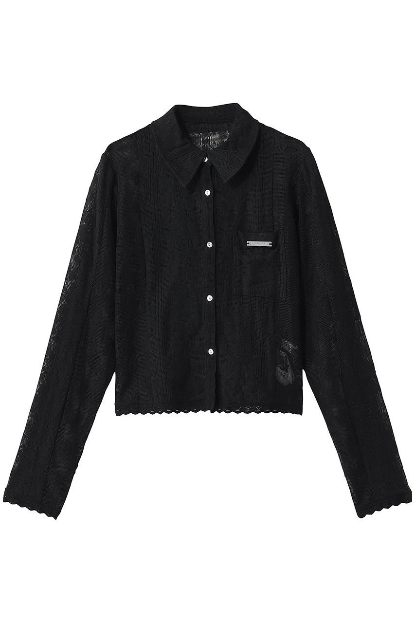 【プランク プロジェクト/PRANK PROJECT】のクロシェレースシャツ インテリア・キッズ・メンズ・レディースファッション・服の通販 founy(ファニー) 　ファッション　Fashion　レディースファッション　Fashion for Women　トップス・カットソー　Cut & Sew Tops　シャツ・ブラウス・オフィスカジュアル　Elegant Blouses & Button-Ups　インナー　Innerwear　コンパクト　Compact, Small Size　シアー　Sheer, See-Through　スリーブ　Sleeve, Long Sleeve / Short Sleeve　フラワー　Flower, Floral　レース　Lace, Lace Fabric　ロング　Long, Long-Length　新作・新入荷　New Arrivals / New In　BLK(ブラック)|ID: prp329100004963354 ipo3291000000037234108