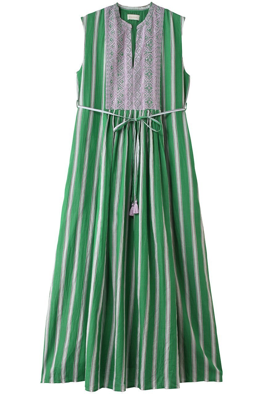 【ティアラ/Tiara】の《別注》【ne Quittez pas】ワンピース インテリア・キッズ・メンズ・レディースファッション・服の通販 founy(ファニー) 　ファッション　Fashion　レディースファッション　Fashion for Women　ワンピース　Dresses　チュニック　Tunic Tops & Dresses　ストライプ　Stripe, Striped Pattern　スマート　Smart, Elegant　チュニック　Tunic, Long Top　フリンジ　Fringe, Tassel　ポケット　Pocket, Pocket Detail　モダン　Modern, Contemporary　ロング　Long, Long-Length　別注　Limited Edition, Custom Order　新作・新入荷　New Arrivals / New In　グリーン|ID: prp329100004963388 ipo3291000000037234328