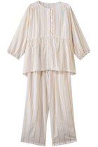 【キッドブルー/KID BLUE】の26CRサッカーストライプパジャマ 大人の最旬トレンドファッション＆コーディネート founy(ファウニー) ファッション Fashion レディースファッション Fashion for Women トップス・カットソー Cut & Sew Tops お家時間・ステイホーム Stay Home / At Home サッカー Seersucker, Summer Fabric ストライプ Stripe, Striped Pattern パジャマ Pajamas, Sleepwear フェミニン Feminine, Girly フリル Frill, Ruffle ペプラム Peplum, Flared Hem 夏 Summer 新作・新入荷 New Arrivals / New In thumbnail イエロー|ID: prp329100004963561 ipo3291000000037242531