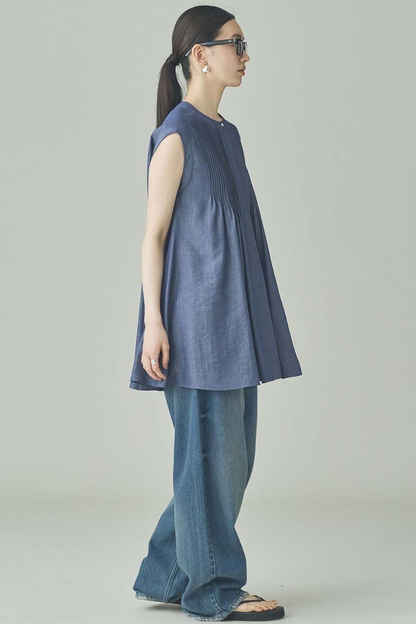 【カレンソロジー/Curensology】のリネンミックスシャンブレーブラウス 大人の最旬トレンドファッション＆コーディネート founy(ファウニー) 　ファッション　Fashion　レディースファッション　Fashion for Women　トップス・カットソー　Cut & Sew Tops　シャツ・ブラウス・オフィスカジュアル　Elegant Blouses & Button-Ups　おすすめ　Recommended / Our Picks　カッティング　Cutting Detail　シャンブレー　Chambray, Denim-Like Fabric　ショート　Short, Short Length　スリーブ　Sleeve, Long Sleeve / Short Sleeve　フレア　Flare, Flared　ボトム　Bottoms, Lower Wear　ワイド　Wide, Wide Fit　エレガント 上品　Elegant　新作・新入荷　New Arrivals / New In　other-6|ID: prp329100004963704 ipo3291000000037243700