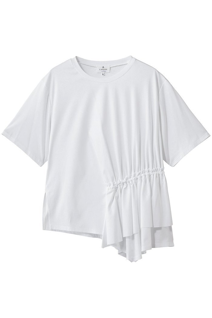 【ランバン オン ブルー/LANVIN en Bleu】のサイドギャザーフリルカットソー インテリア・キッズ・メンズ・レディースファッション・服の通販 founy(ファウニー) https://founy.com/ ファッション Fashion レディースファッション Fashion for Women トップス・カットソー Cut & Sew Tops シャツ・ブラウス・オフィスカジュアル Elegant Blouses & Button-Ups ロングTシャツ・Tシャツ Longline T-Shirts & Tees カットソー・ベーシックTシャツ Cut-and-Sewn Tops / Stretch Tees & Basics イレギュラー Irregular Design ギャザー Gathered, Ruffled ショート Short, Short Length ジャケット Jacket, Outerwear スリーブ Sleeve, Long Sleeve / Short Sleeve フリル Frill, Ruffle フレア Flare, Flared 新作・新入荷 New Arrivals / New In |ID: prp329100004963725 ipo3291000000037243835