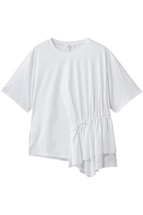 【ランバン オン ブルー/LANVIN en Bleu】 サイドギャザーフリルカットソー大人の最旬トレンドファッション＆コーディネート founy(ファウニー) ファッション Fashion レディースファッション Fashion for Women トップス・カットソー Cut & Sew Tops シャツ・ブラウス・オフィスカジュアル Elegant Blouses & Button-Ups ロングTシャツ・Tシャツ Longline T-Shirts & Tees カットソー・ベーシックTシャツ Cut-and-Sewn Tops / Stretch Tees & Basics イレギュラー Irregular Design ギャザー Gathered, Ruffled ショート Short, Short Length ジャケット Jacket, Outerwear スリーブ Sleeve, Long Sleeve / Short Sleeve フリル Frill, Ruffle フレア Flare, Flared 新作・新入荷 New Arrivals / New In |ID:prp329100004963725