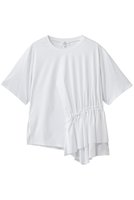 【ランバン オン ブルー/LANVIN en Bleu】のサイドギャザーフリルカットソー 大人の最旬トレンドファッション＆コーディネート founy(ファウニー) ファッション Fashion レディースファッション Fashion for Women トップス・カットソー Cut & Sew Tops シャツ・ブラウス・オフィスカジュアル Elegant Blouses & Button-Ups ロングTシャツ・Tシャツ Longline T-Shirts & Tees カットソー・ベーシックTシャツ Cut-and-Sewn Tops / Stretch Tees & Basics イレギュラー Irregular Design ギャザー Gathered, Ruffled ショート Short, Short Length ジャケット Jacket, Outerwear スリーブ Sleeve, Long Sleeve / Short Sleeve フリル Frill, Ruffle フレア Flare, Flared 新作・新入荷 New Arrivals / New In |ID:prp329100004963725