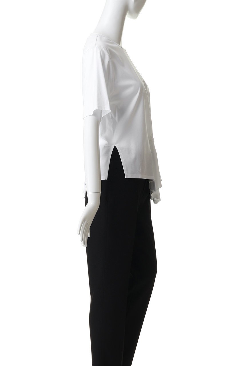【ランバン オン ブルー/LANVIN en Bleu】のサイドギャザーフリルカットソー 大人の最旬トレンドファッション＆コーディネート founy(ファウニー) 　ファッション　Fashion　レディースファッション　Fashion for Women　トップス・カットソー　Cut & Sew Tops　シャツ・ブラウス・オフィスカジュアル　Elegant Blouses & Button-Ups　ロングTシャツ・Tシャツ　Longline T-Shirts & Tees　カットソー・ベーシックTシャツ　Cut-and-Sewn Tops / Stretch Tees & Basics　イレギュラー　Irregular Design　ギャザー　Gathered, Ruffled　ショート　Short, Short Length　ジャケット　Jacket, Outerwear　スリーブ　Sleeve, Long Sleeve / Short Sleeve　フリル　Frill, Ruffle　フレア　Flare, Flared　新作・新入荷　New Arrivals / New In　other-3|ID: prp329100004963725 ipo3291000000037243839