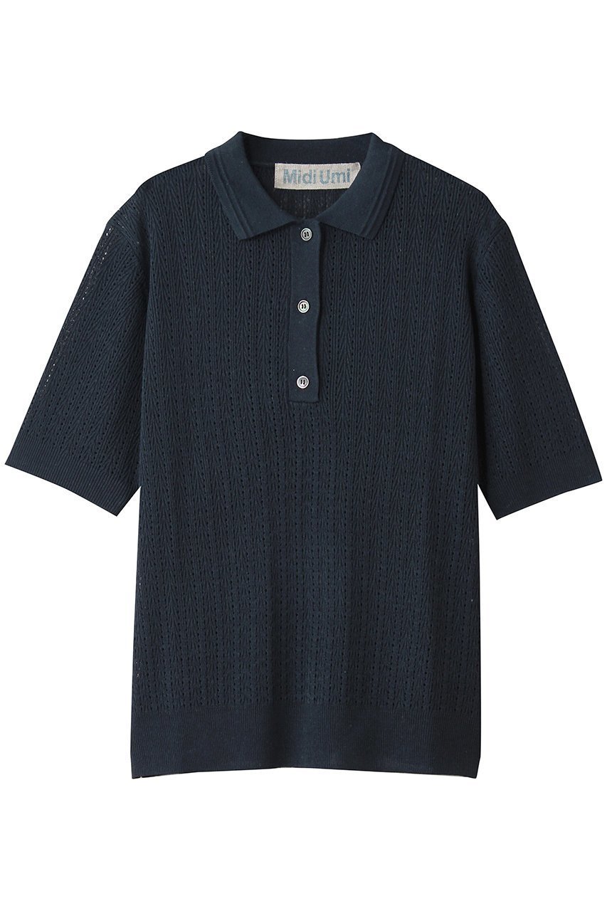 【ミディウミ/MidiUmi】のknit polo P/O プルオーバー インテリア・キッズ・メンズ・レディースファッション・服の通販 founy(ファニー) 　ファッション　Fashion　レディースファッション　Fashion for Women　トップス・カットソー　Cut & Sew Tops　ニット　Knit Tops & Sweaters　カジュアルプルオーバー・ニットトップス　Pullovers & Knit Tops / Casual Pullovers　サマー　Summer, Summer Style　シアー　Sheer, See-Through　スラックス　Slacks, Dress Pants　スリーブ　Sleeve, Long Sleeve / Short Sleeve　ハーフ　Half, Half-Length　フェミニン　Feminine, Girly　マニッシュ　Mannish, Boyish　新作・新入荷　New Arrivals / New In　navy|ID: prp329100004963738 ipo3291000000037243912