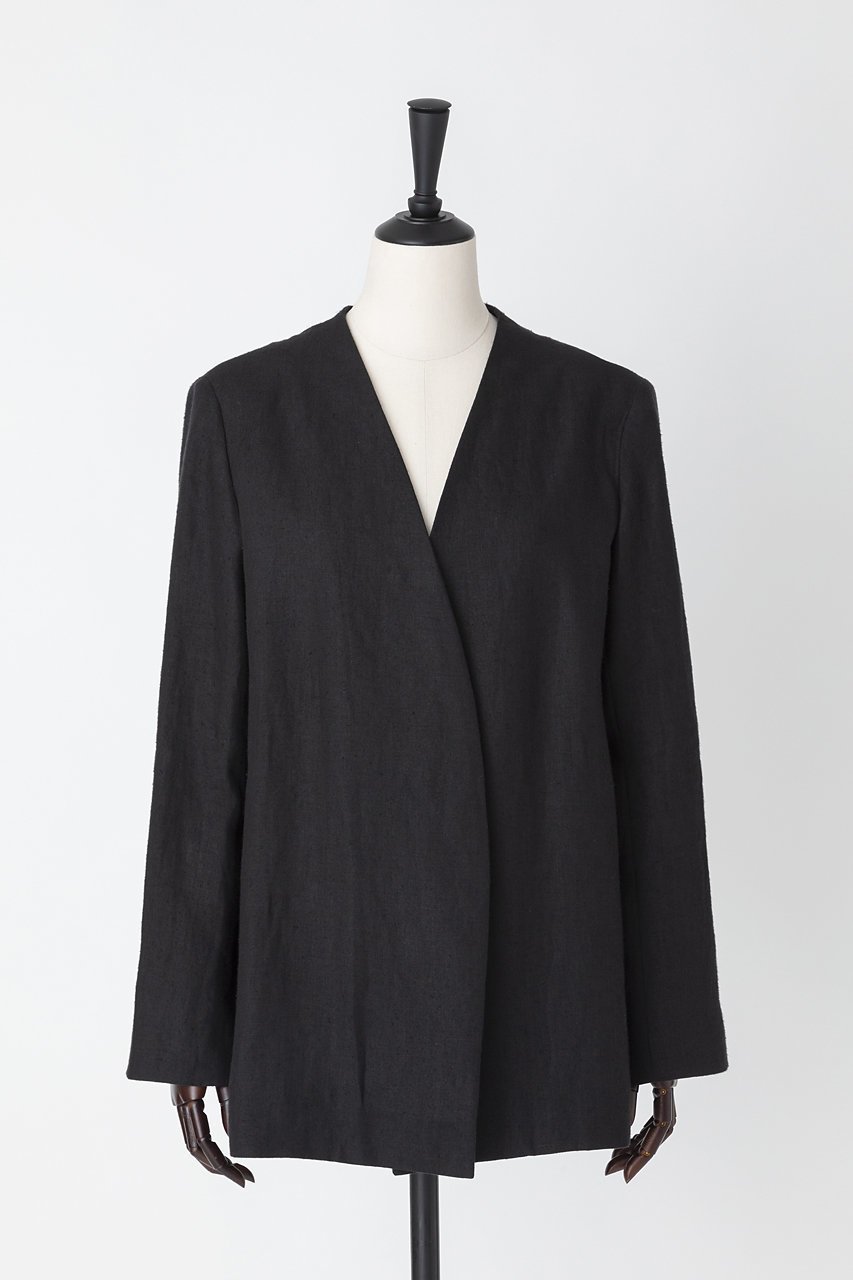 【オーヴィル/EAUVIRE】のノーカラージャケット インテリア・キッズ・メンズ・レディースファッション・服の通販 founy(ファウニー) 　ファッション　Fashion　レディースファッション　Fashion for Women　アウター　Coat / Outerwear Collection　レディースジャケット・軽アウター　Jackets　ノーカラージャケット / シンプル上品コーデ　Collarless Jackets　ジャケット　Jacket, Outerwear　スタイリッシュ　Stylish, Fashionable　フロント　Front, Front Design　ヴィンテージ　Vintage Style　ブラック|ID: prp329100004963756 ipo3291000000037244079